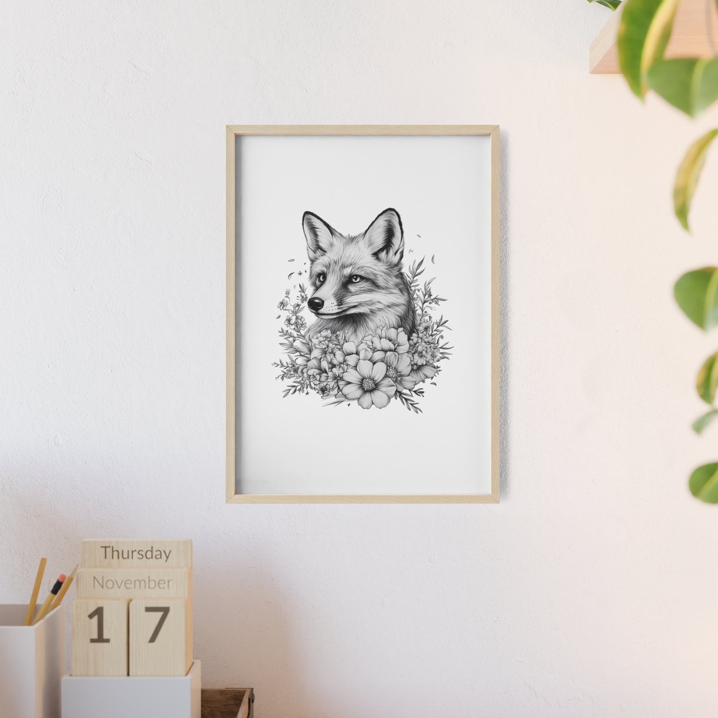 Fuchs mit Wildblütendesign