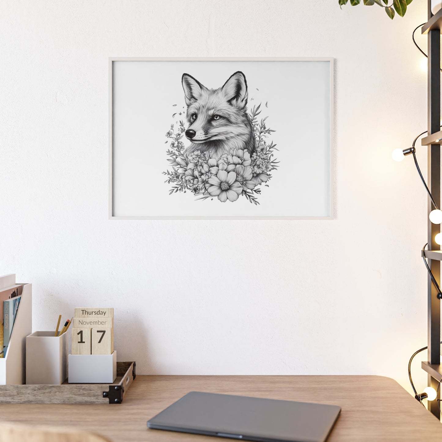 Fuchs mit Wildblütendesign