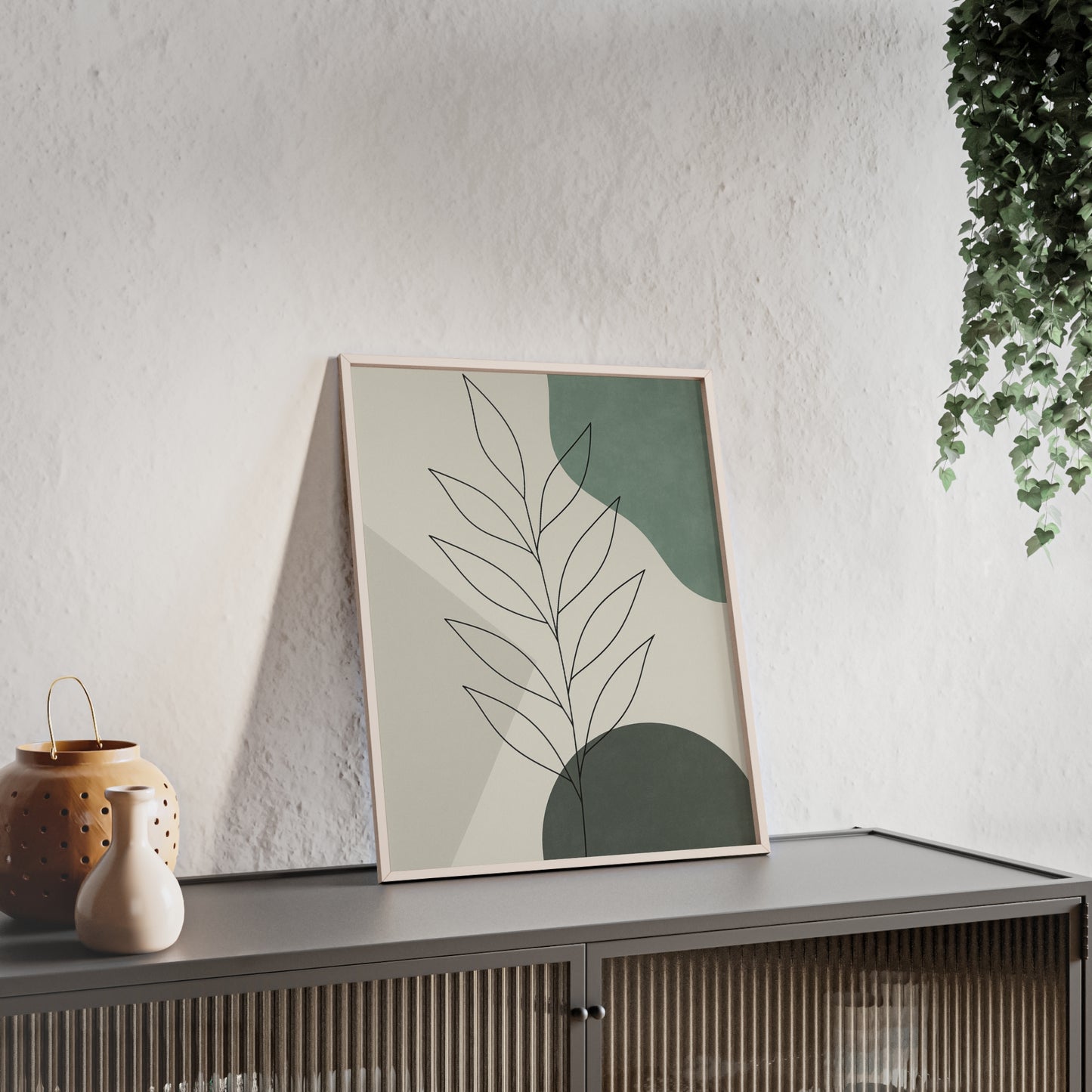 Abstraktes Blätter-Poster – Sanfte Grüntöne & Minimalistisches Design