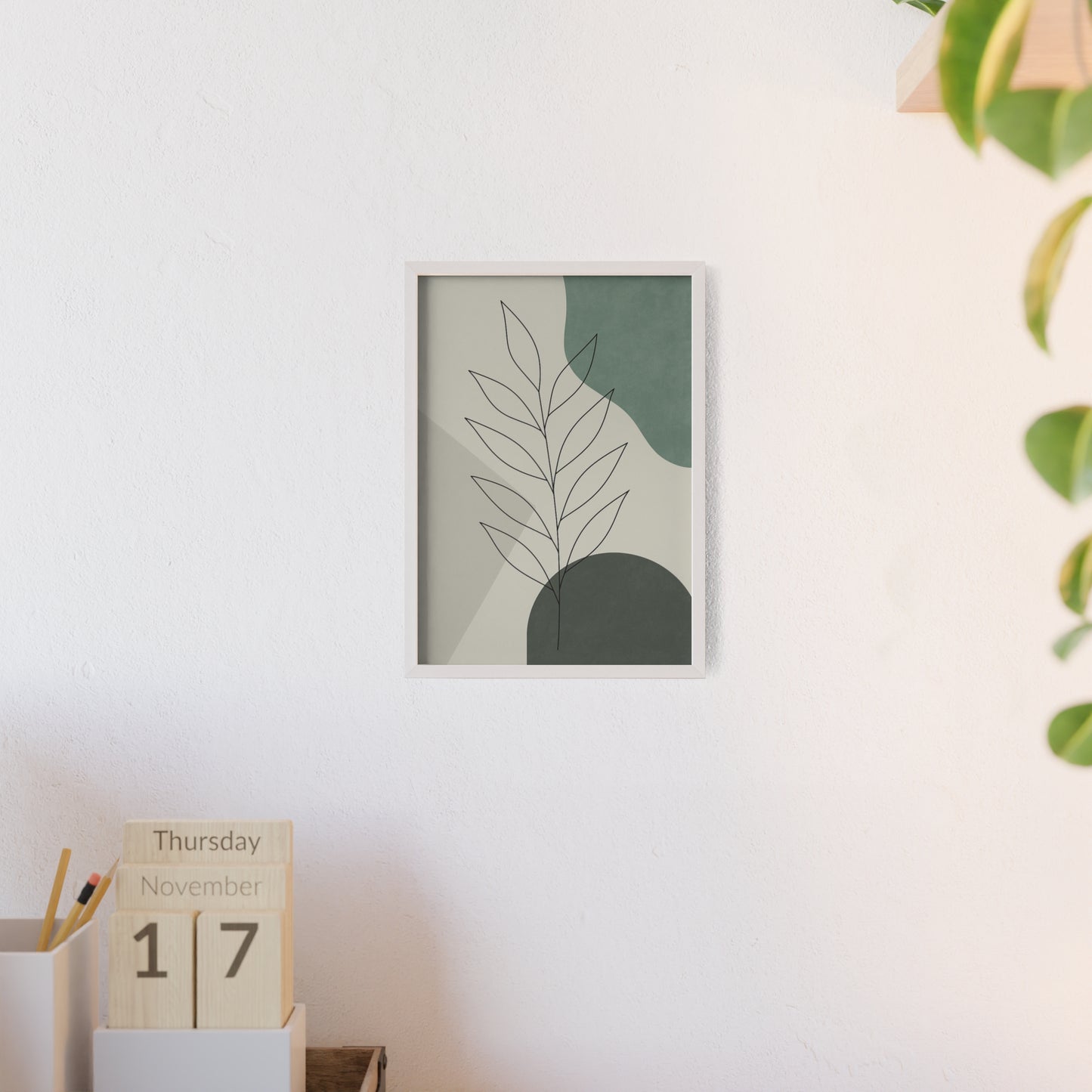 Abstraktes Blätter-Poster – Sanfte Grüntöne & Minimalistisches Design