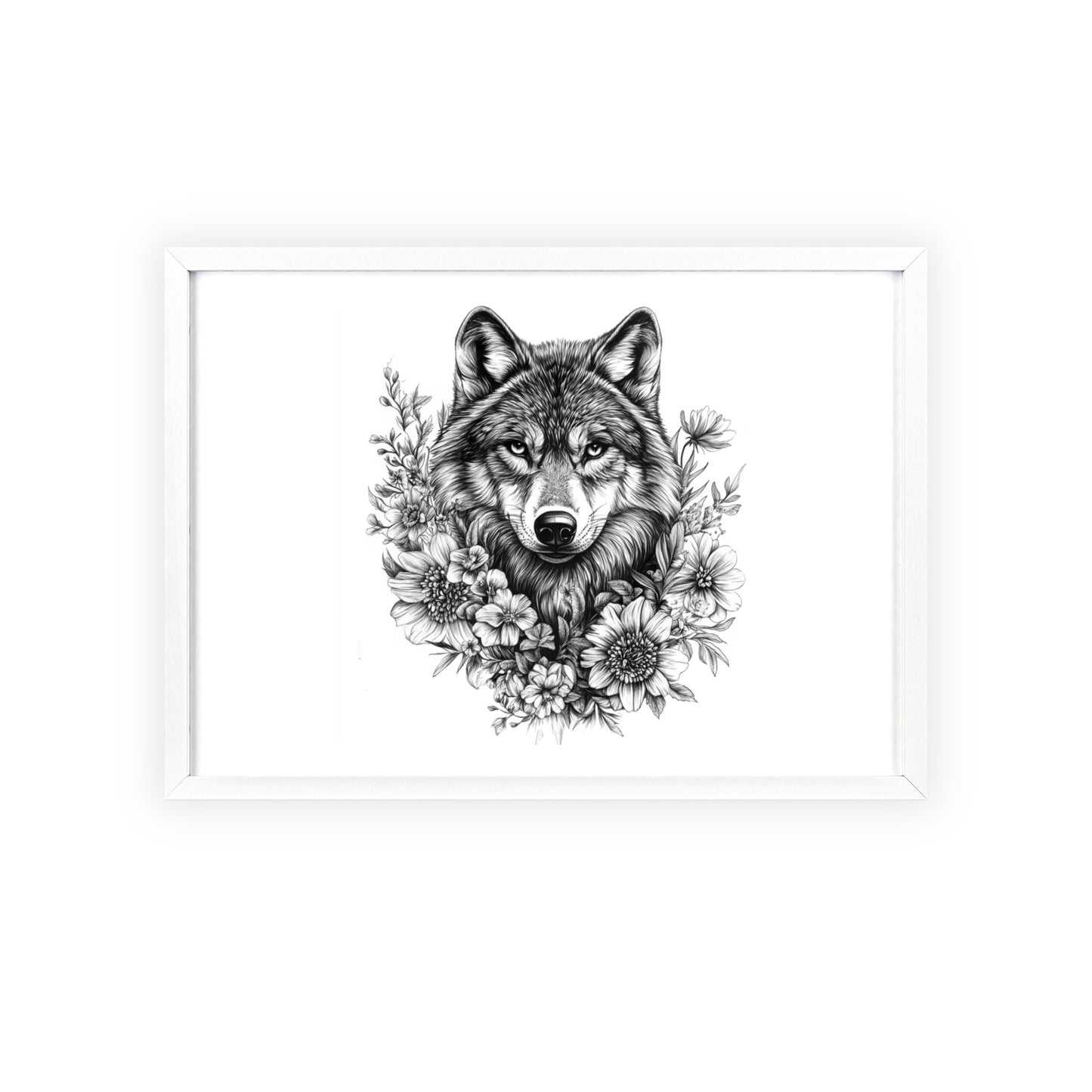 Wolf mit Wildblumen