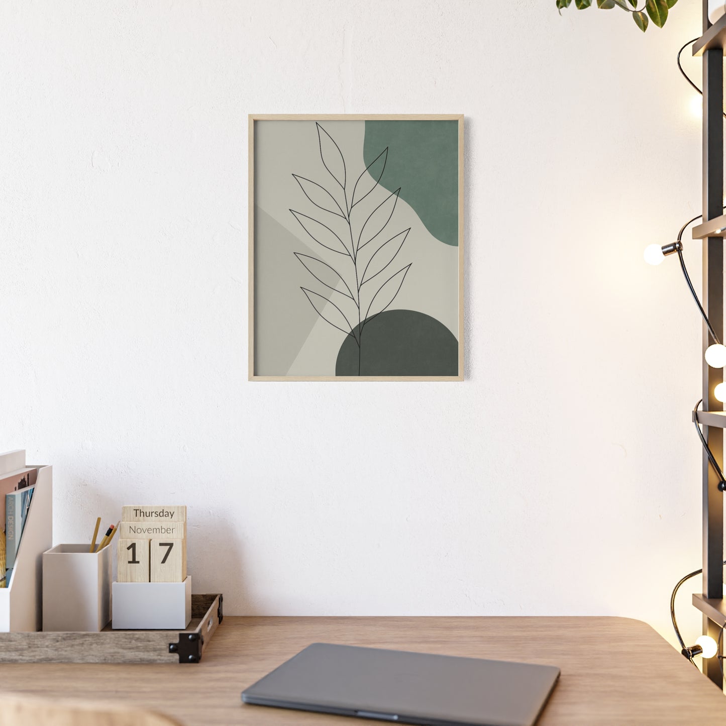 Abstraktes Blätter-Poster – Sanfte Grüntöne & Minimalistisches Design