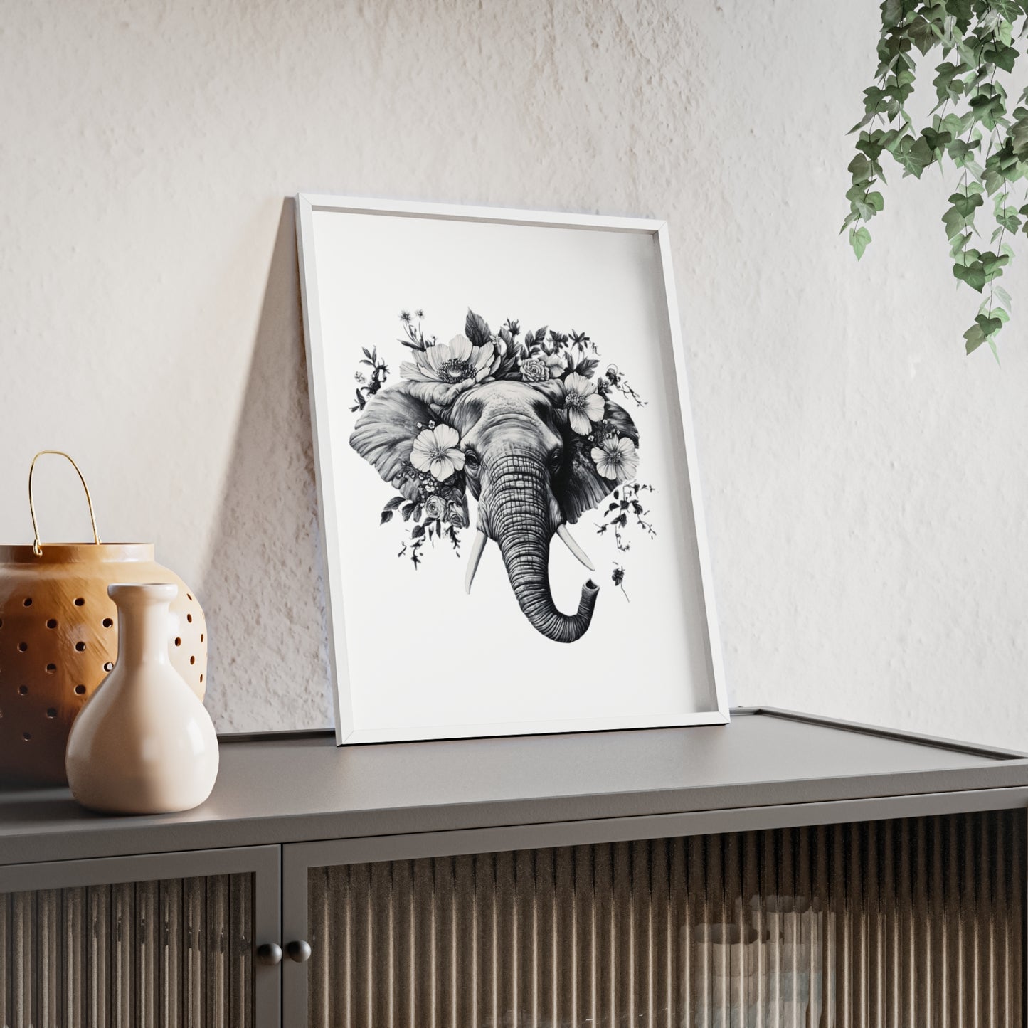 Elephant mit Wildblüten