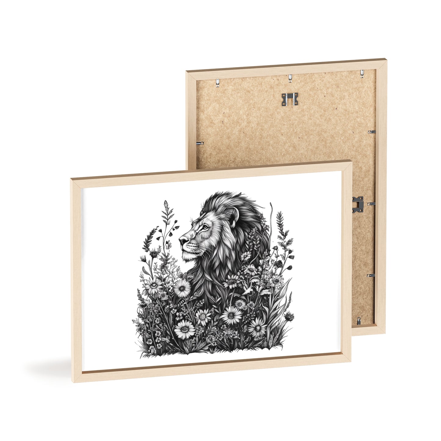 Löwe mit Wildblüten