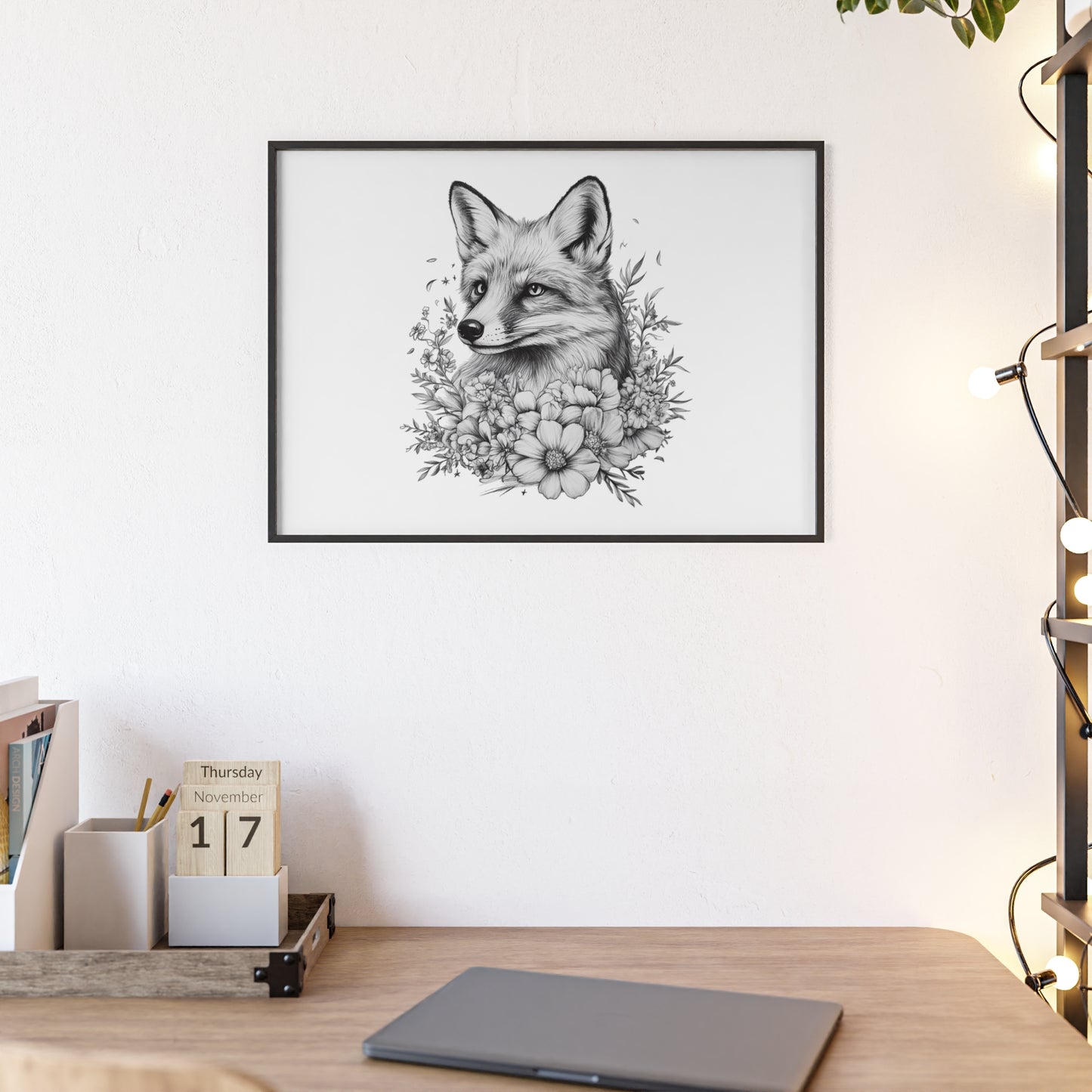 Fuchs mit Wildblütendesign