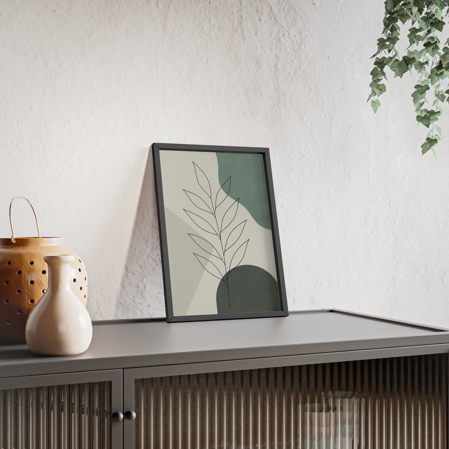 Abstraktes Blätter-Poster – Sanfte Grüntöne & Minimalistisches Design