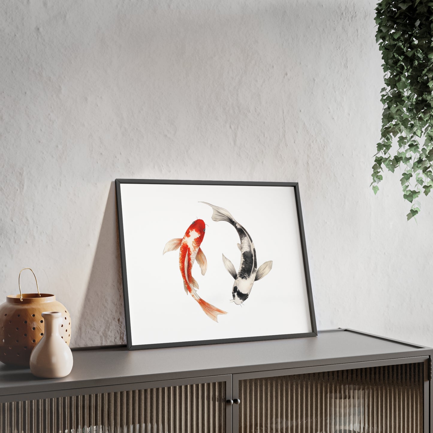 Kreisende Koi in Schwarz und Rot