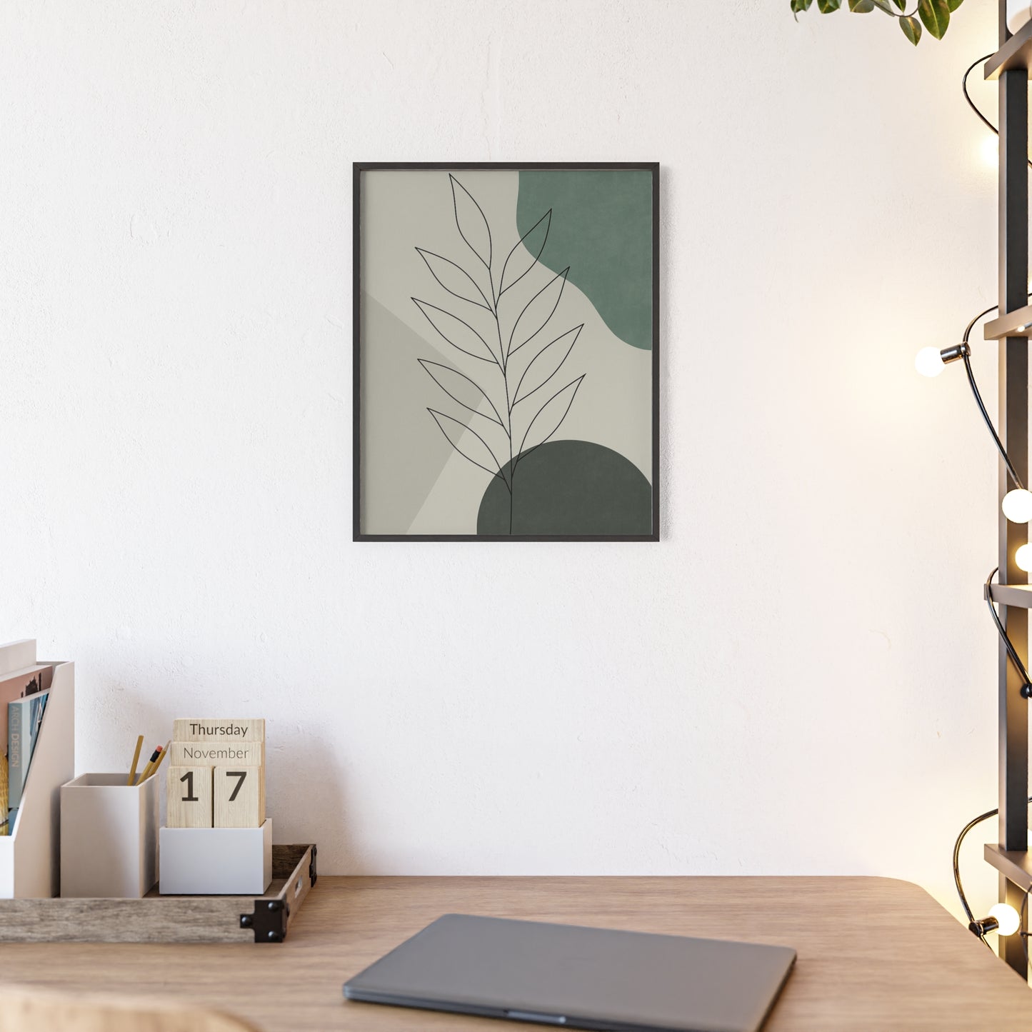 Abstraktes Blätter-Poster – Sanfte Grüntöne & Minimalistisches Design