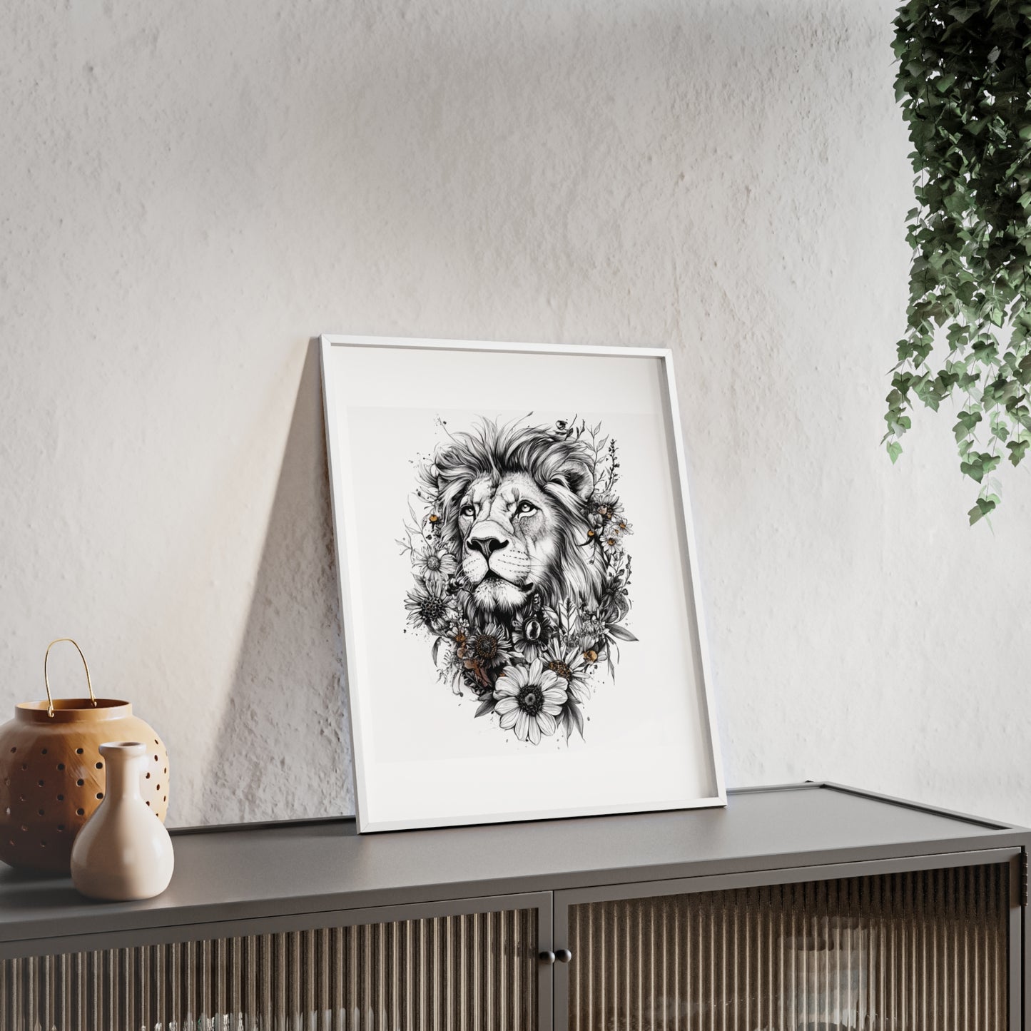 Löwe im floralen Stil