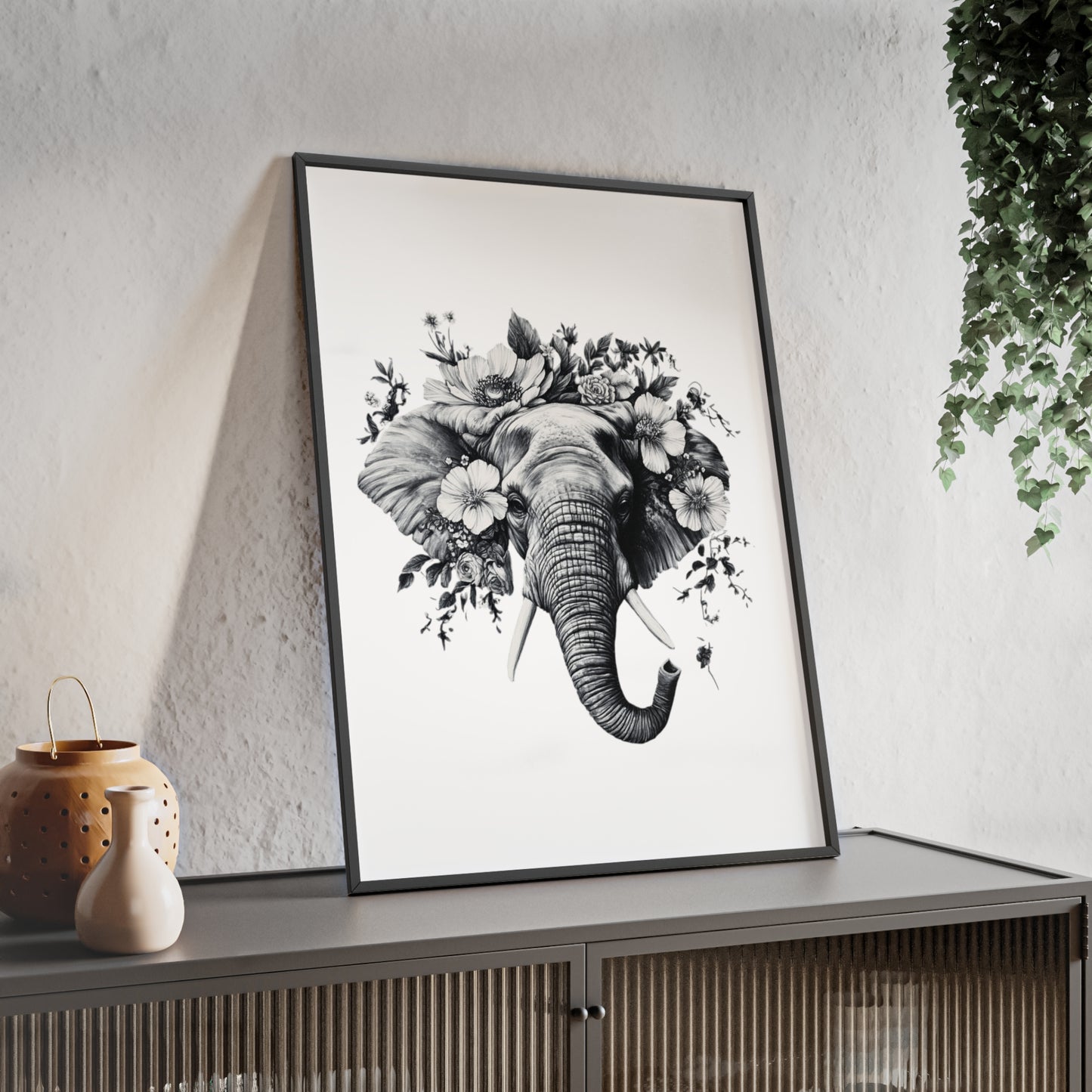 Elephant mit Wildblüten