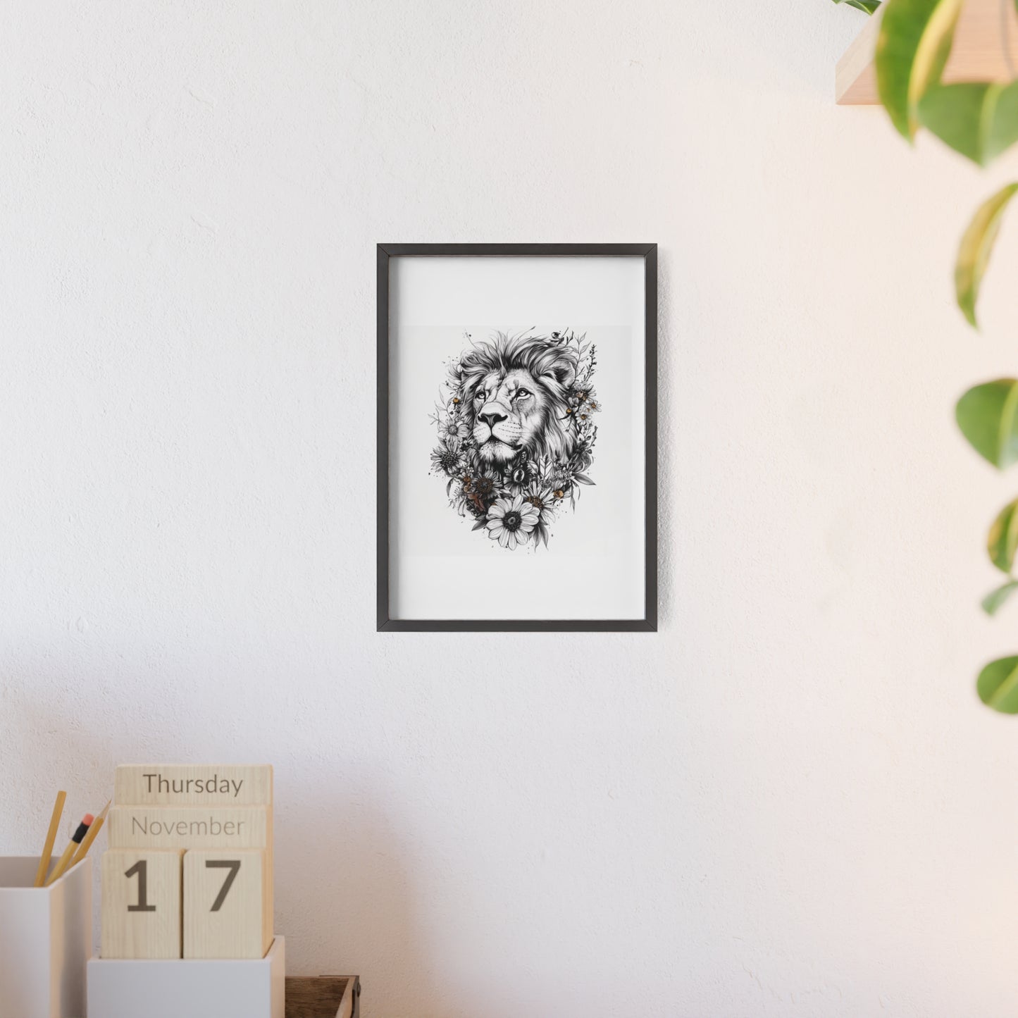 Löwe im floralen Stil