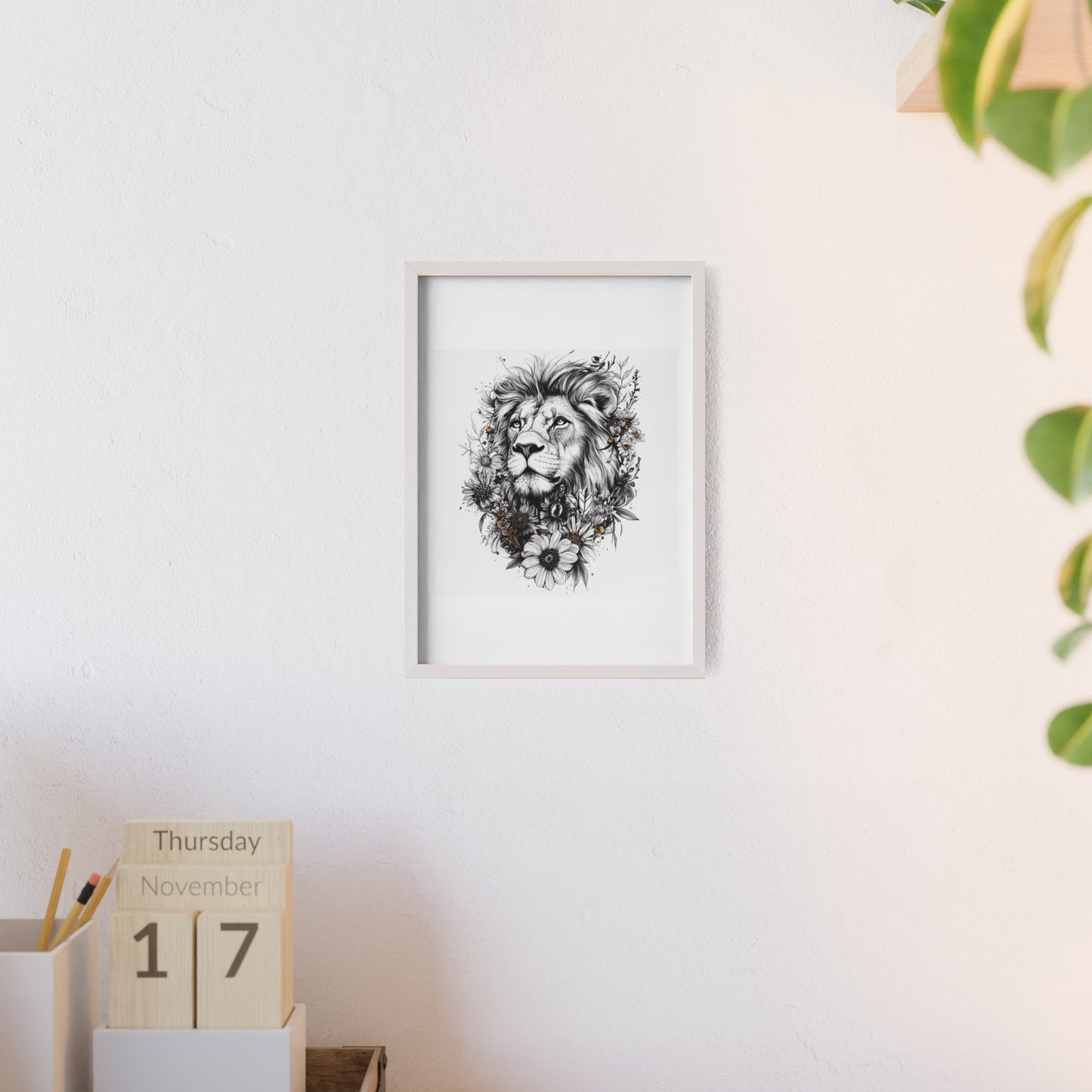 Löwe im floralen Stil