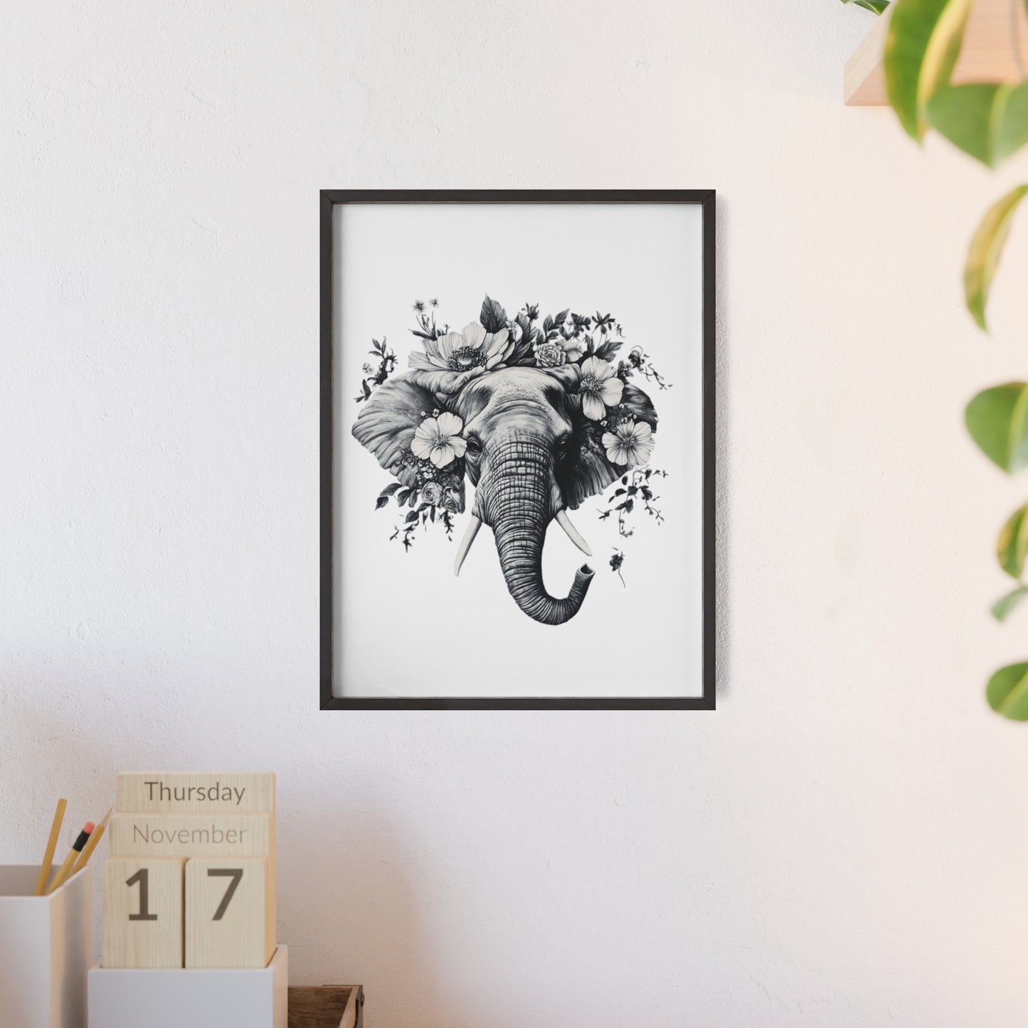 Elephant mit Wildblüten