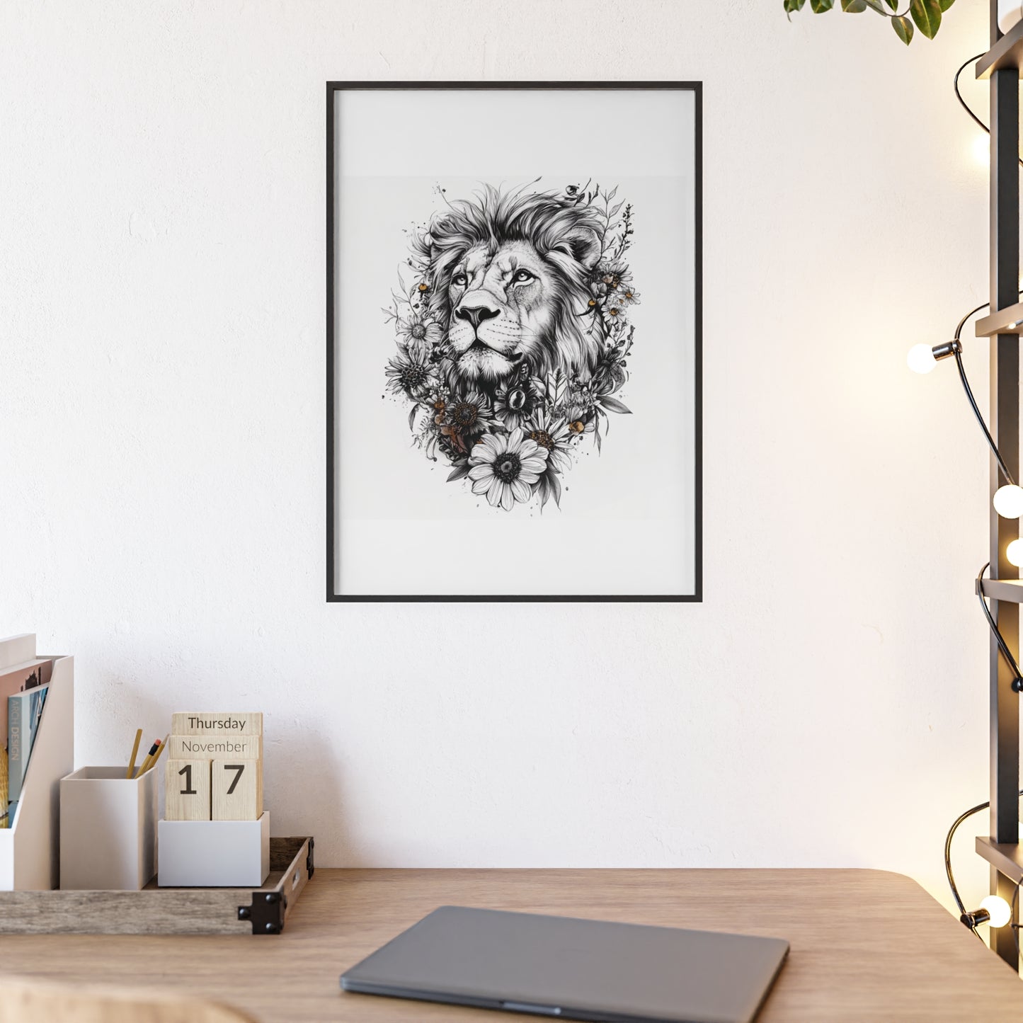 Löwe im floralen Stil