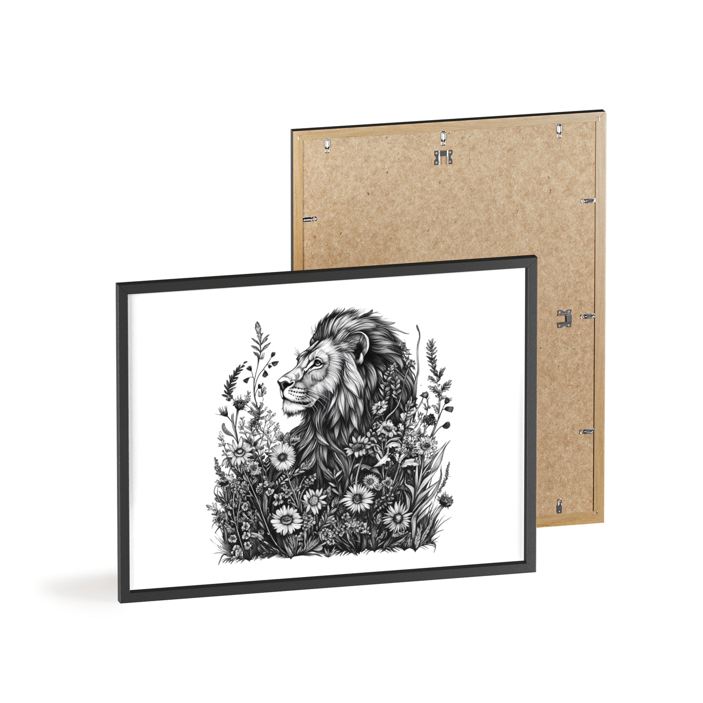 Löwe mit Wildblüten