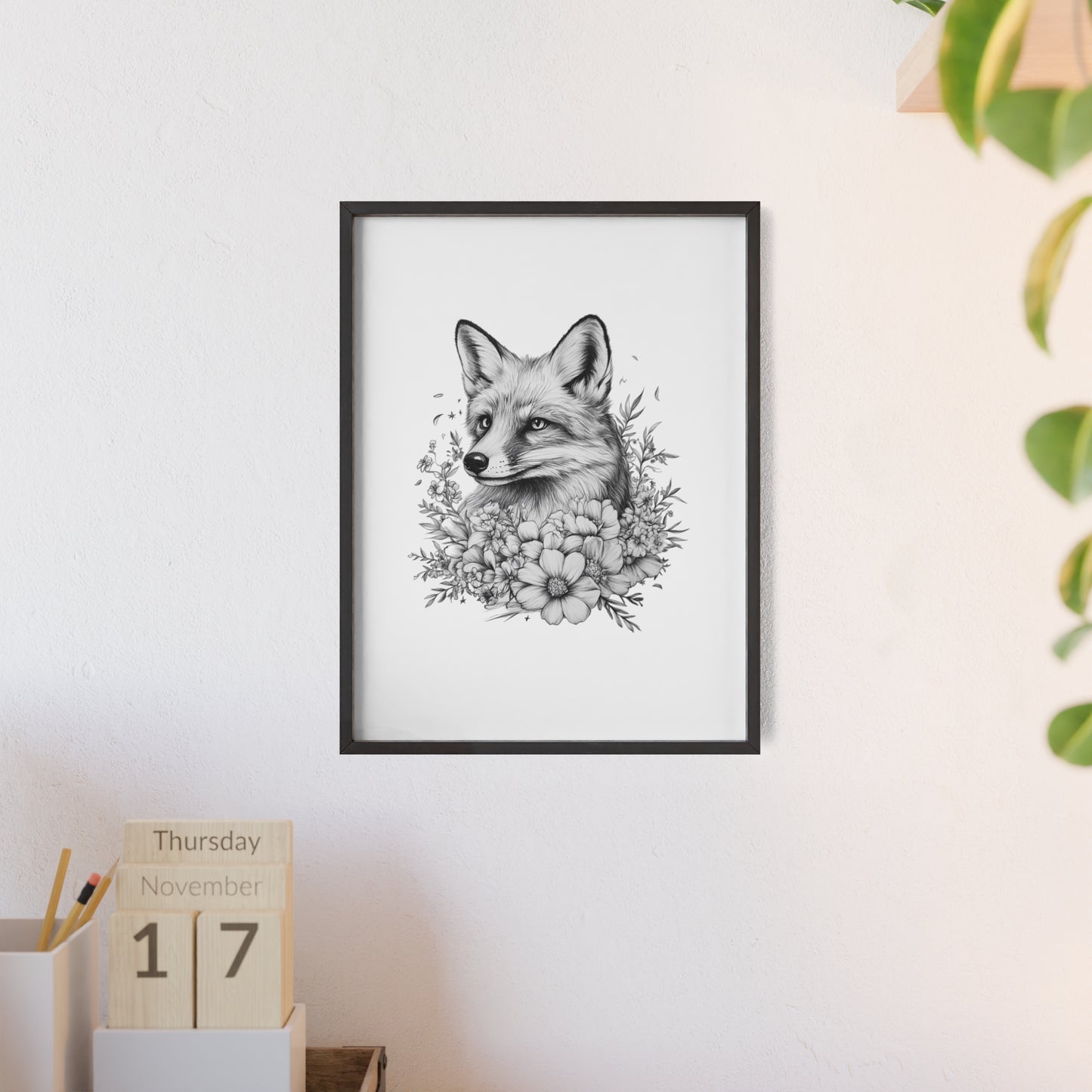 Fuchs mit Wildblütendesign