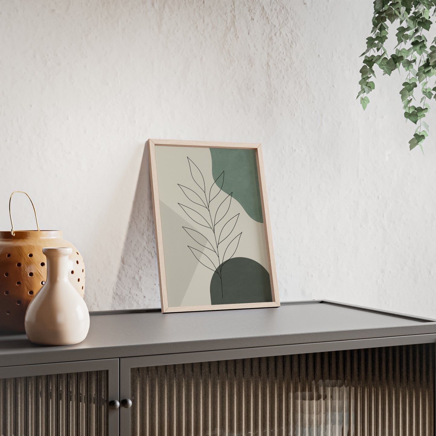 Abstraktes Blätter-Poster – Sanfte Grüntöne & Minimalistisches Design