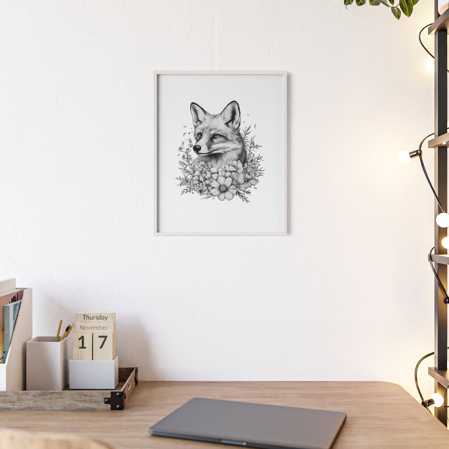 Fuchs mit Wildblütendesign