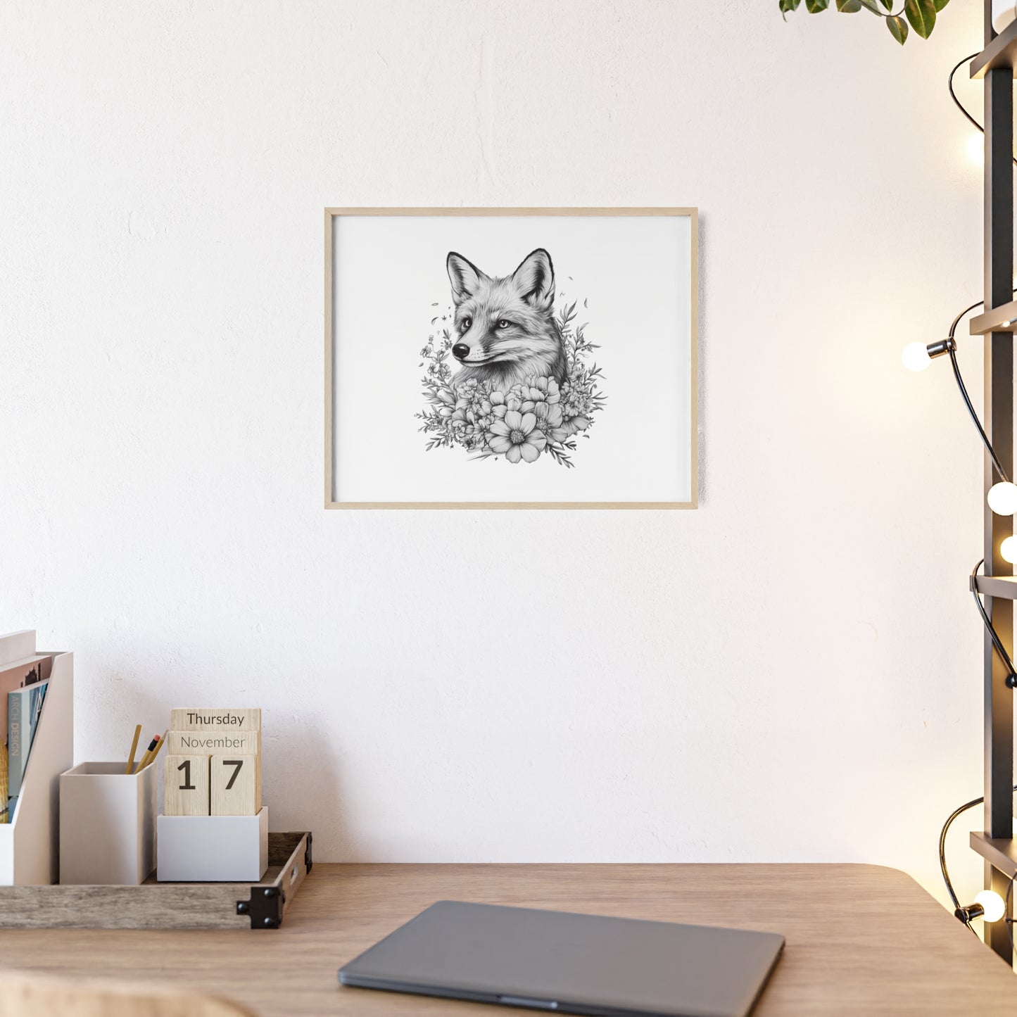 Fuchs mit Wildblütendesign