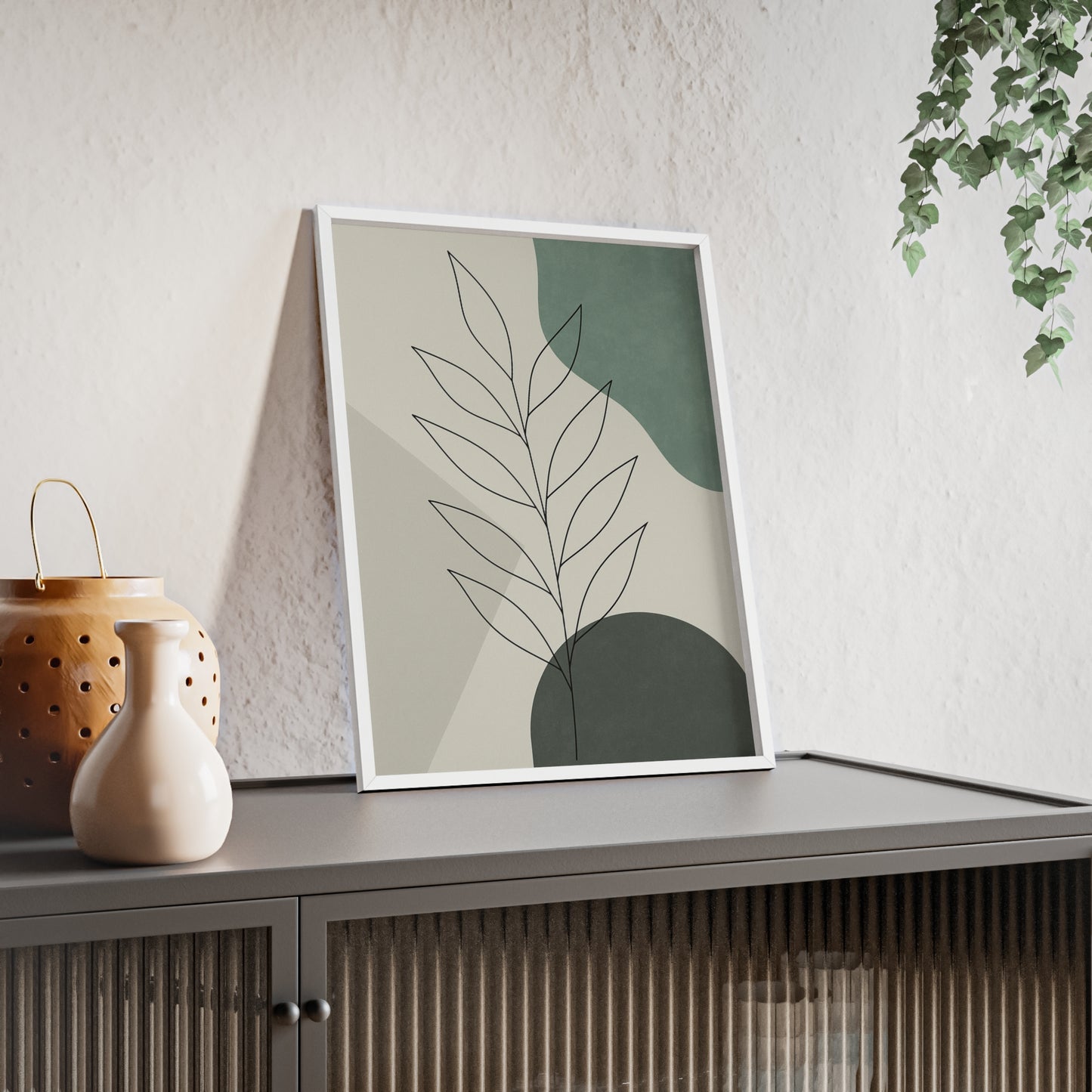 Abstraktes Blätter-Poster – Sanfte Grüntöne & Minimalistisches Design