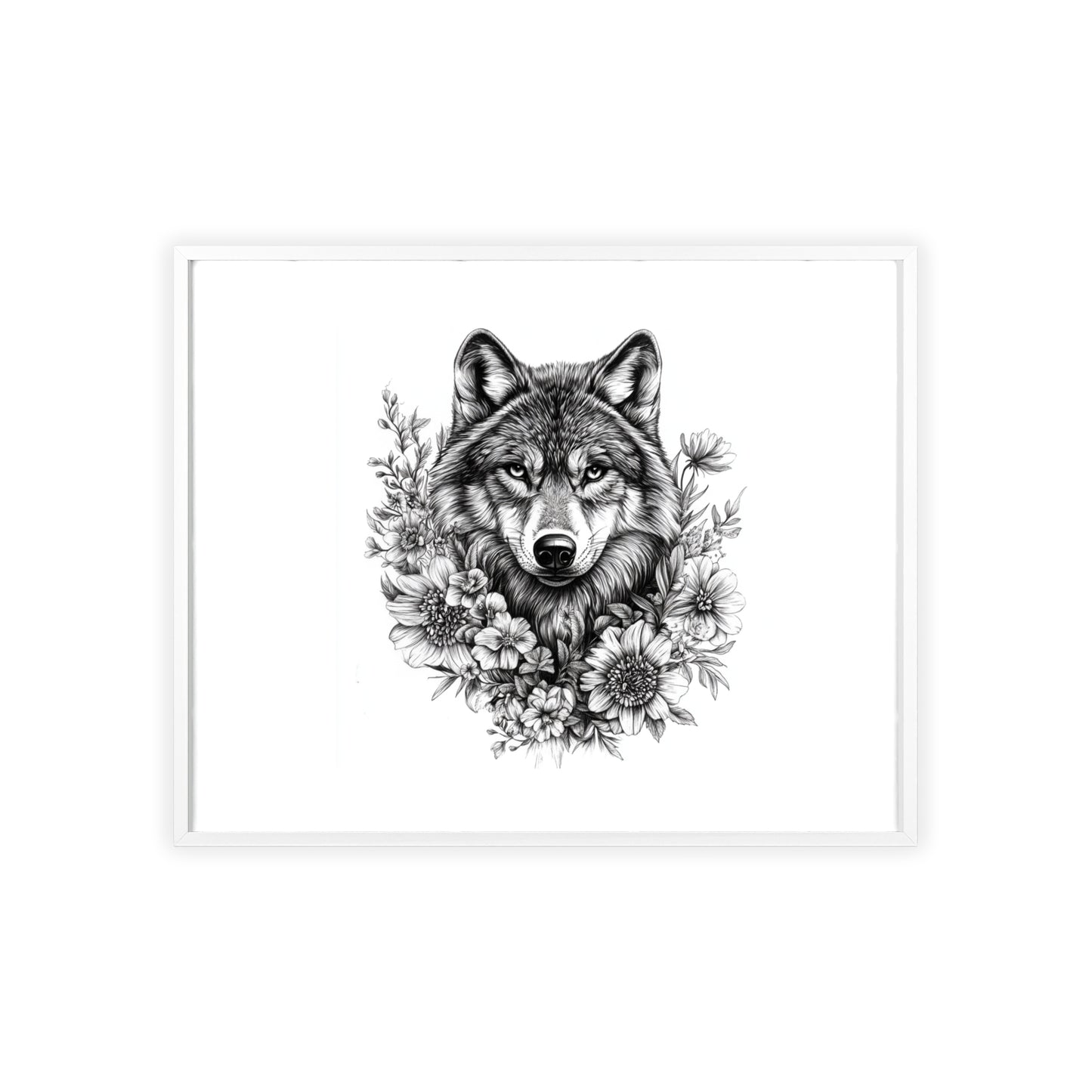 Wolf mit Wildblumen