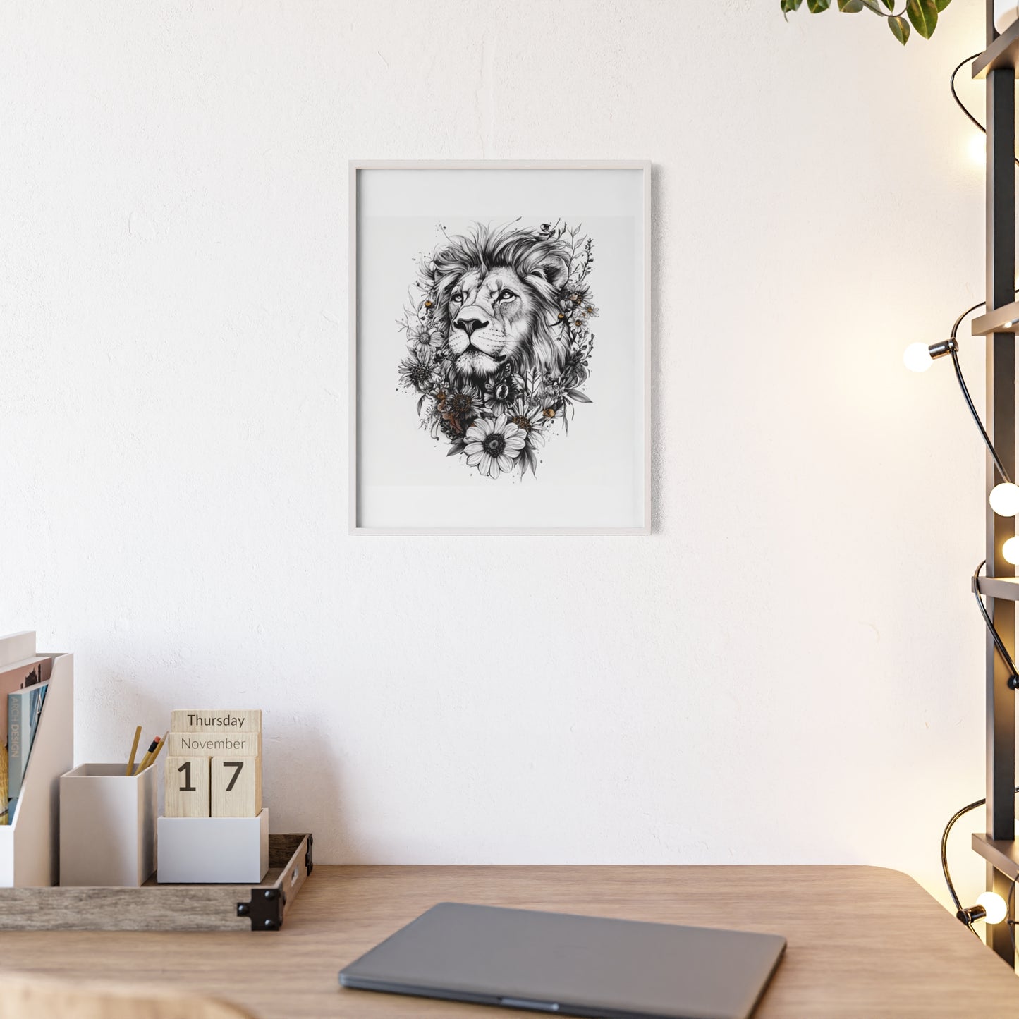 Löwe im floralen Stil