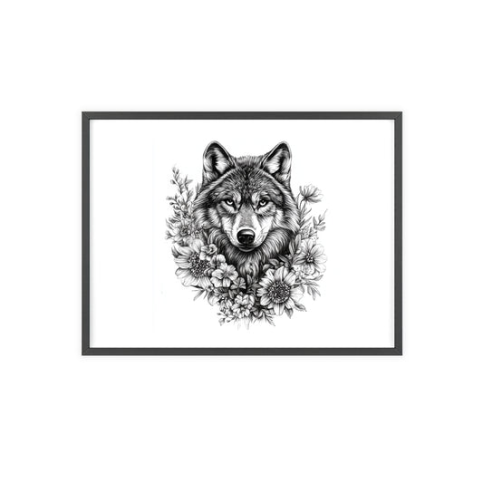 Wolf mit Wildblumen