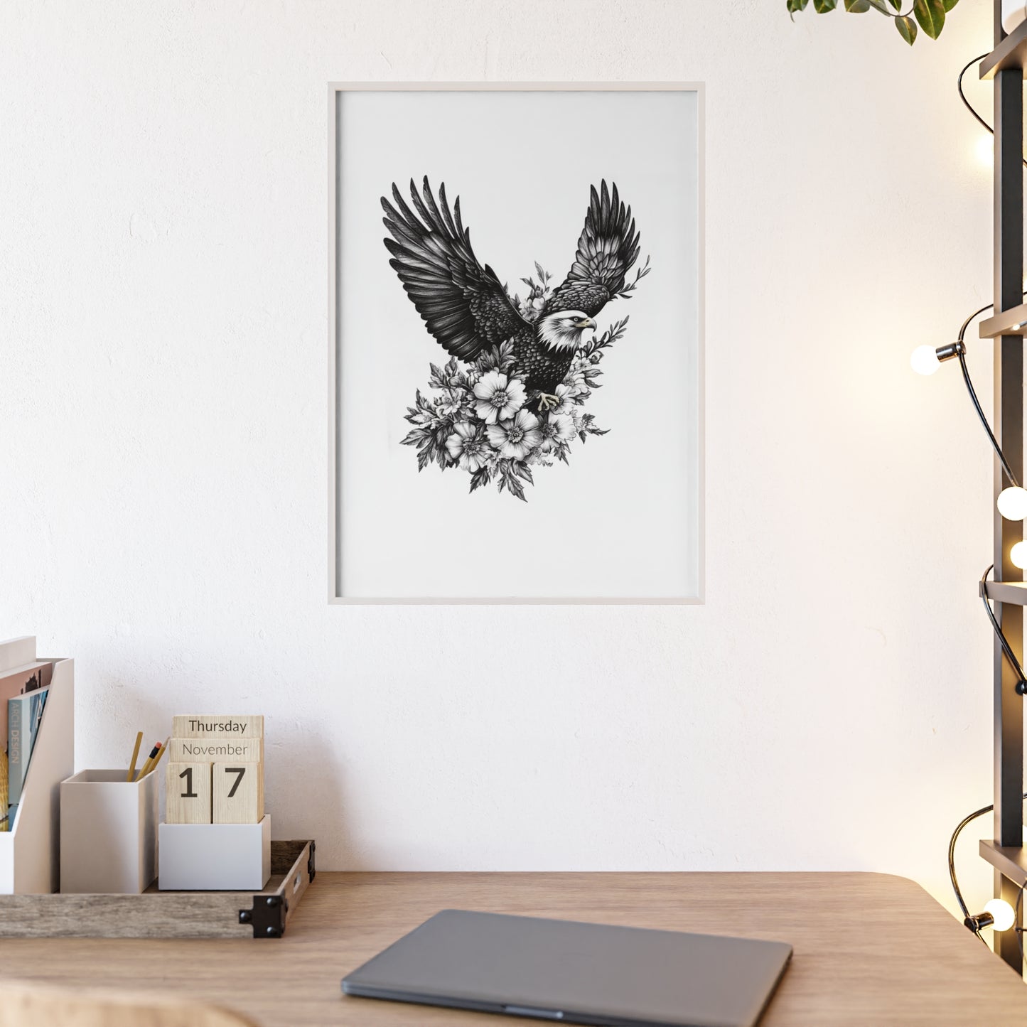 Adler mit Wildblütendesign
