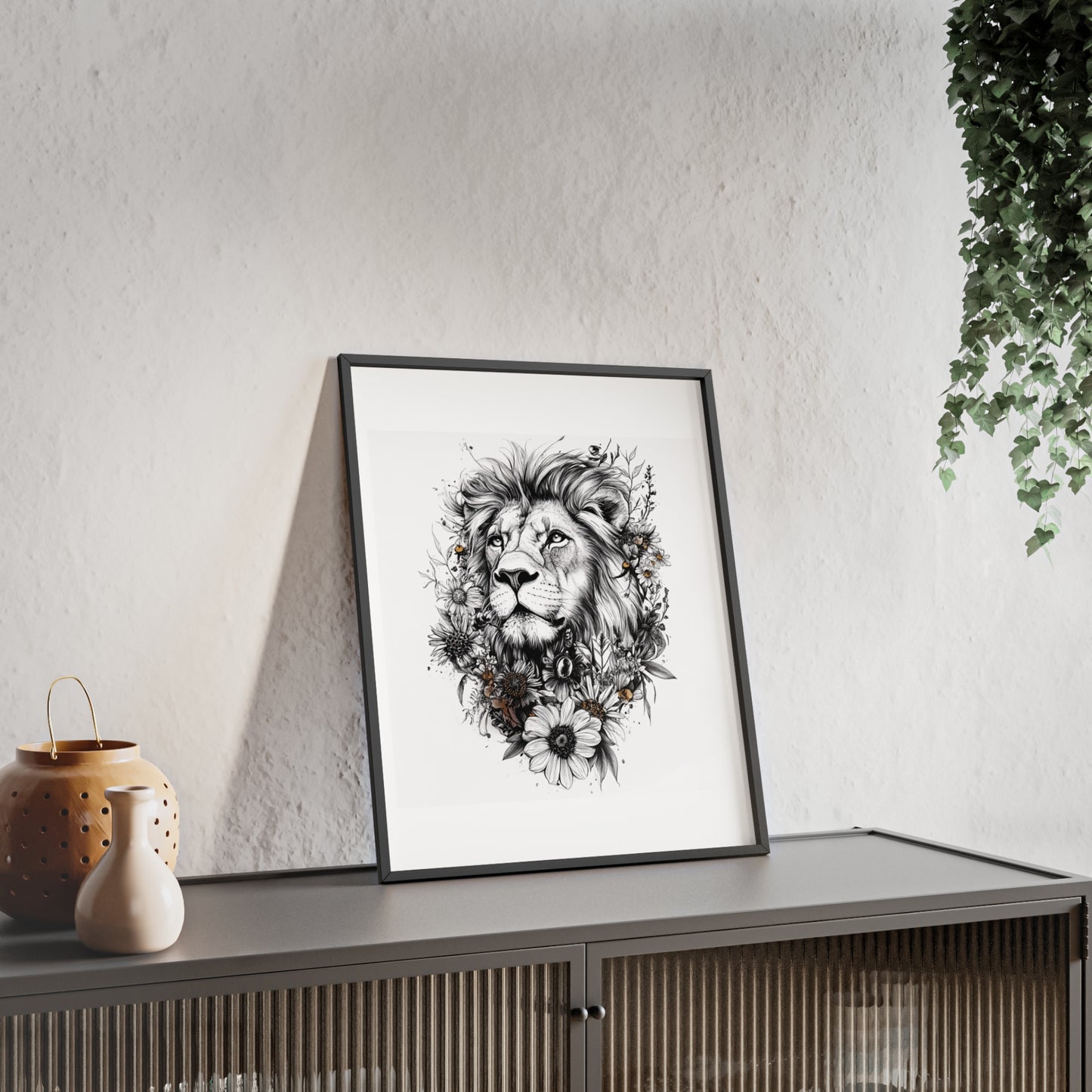 Löwe im floralen Stil