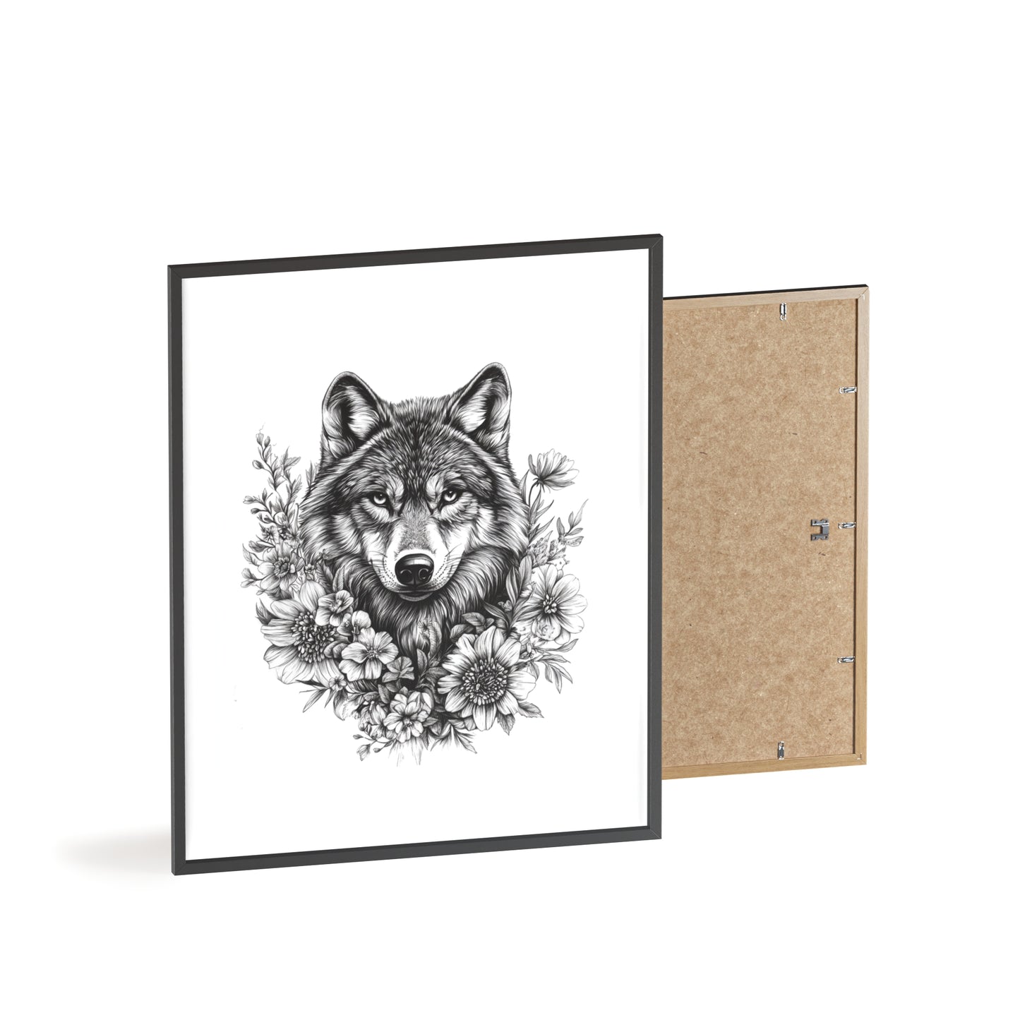 Wolf mit Wildblumen