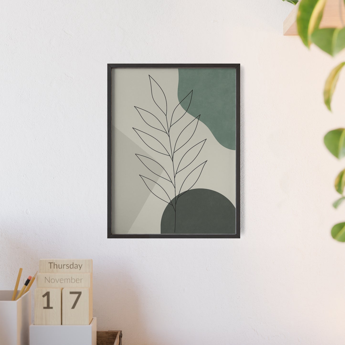 Abstraktes Blätter-Poster – Sanfte Grüntöne & Minimalistisches Design