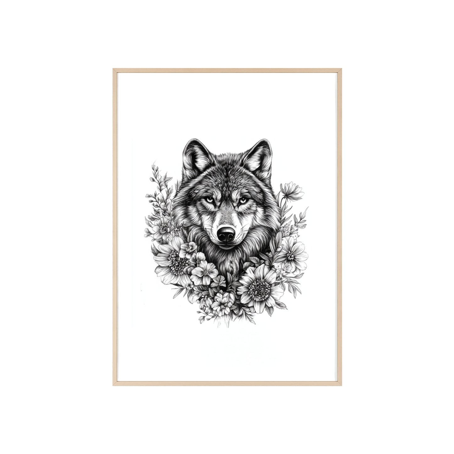 Wolf mit Wildblumen