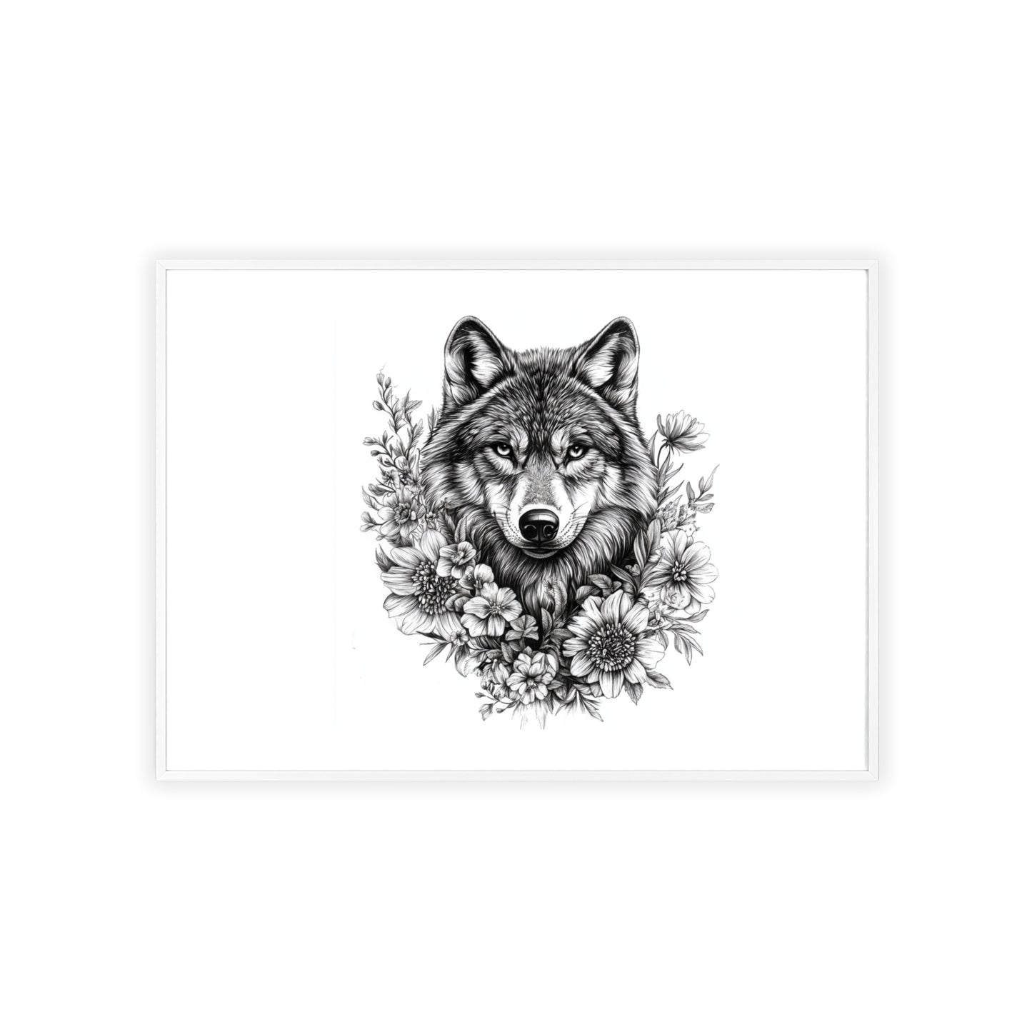 Wolf mit Wildblumen