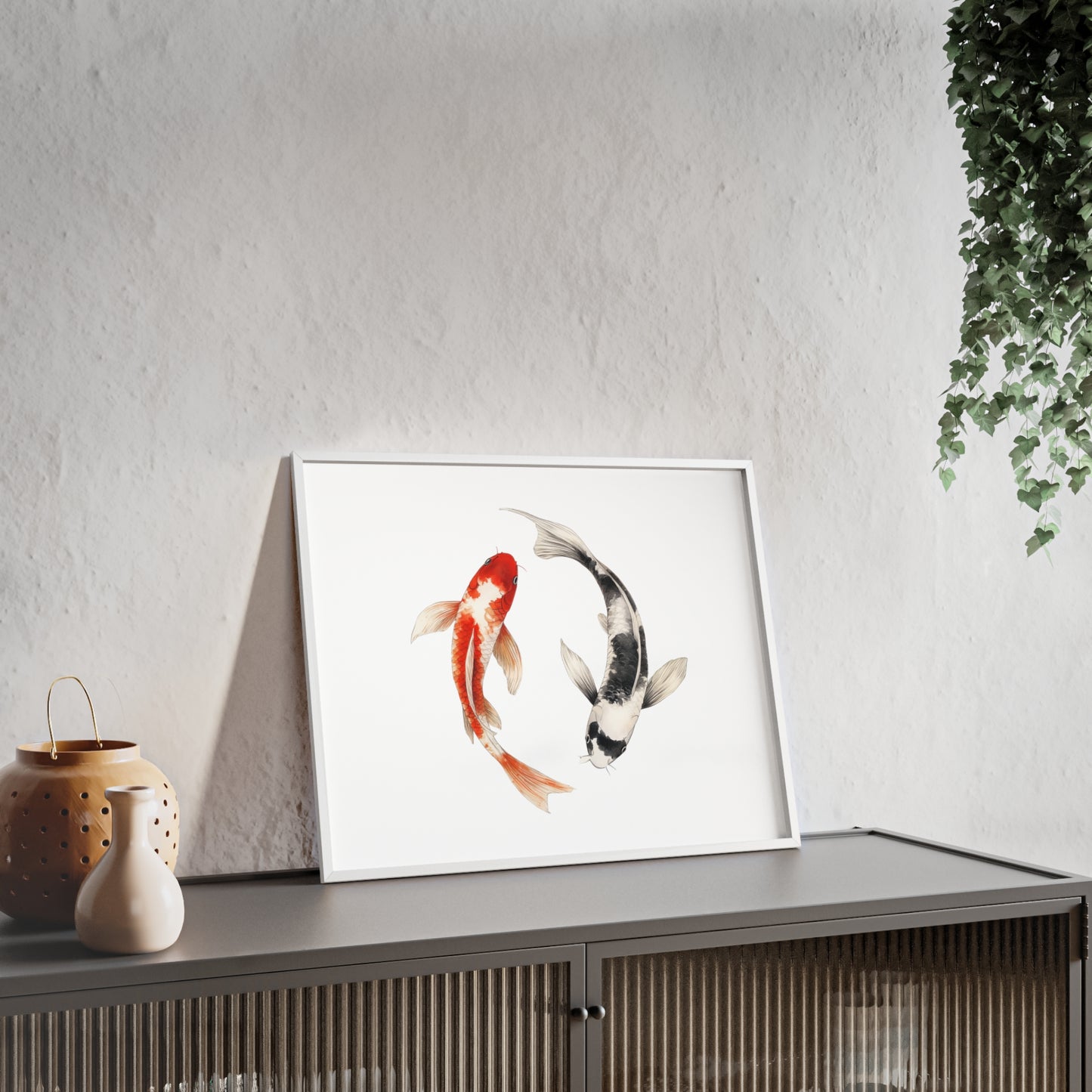 Kreisende Koi in Schwarz und Rot