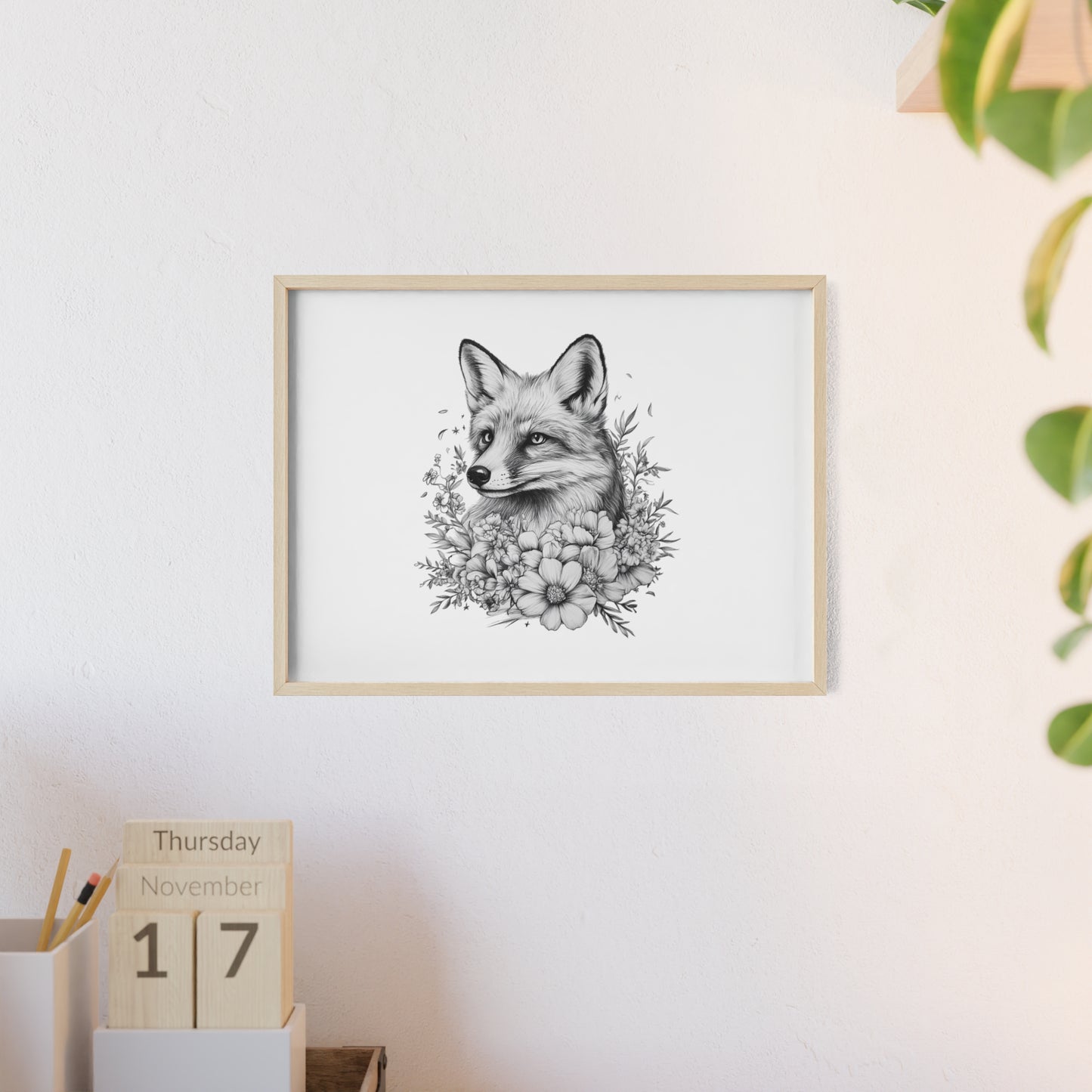 Fuchs mit Wildblütendesign