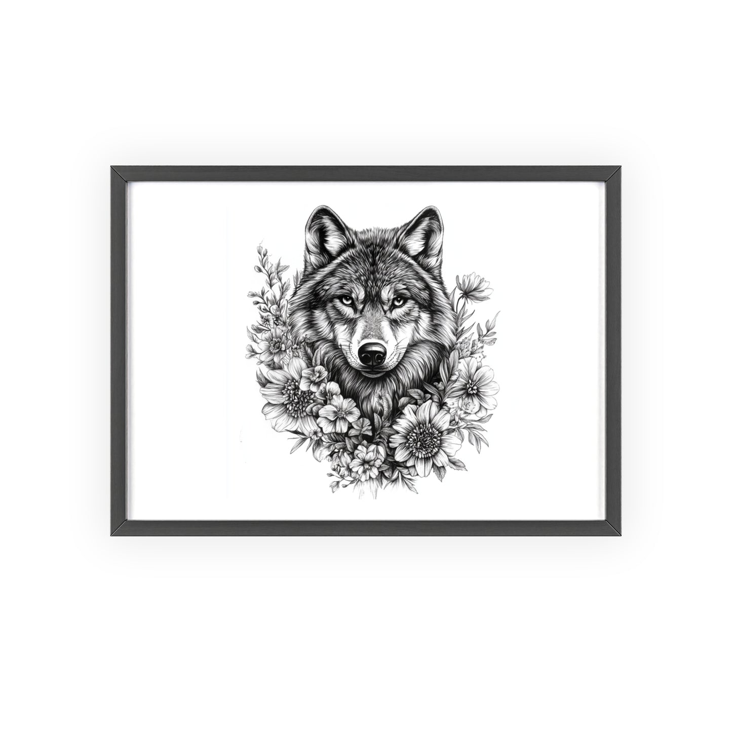 Wolf mit Wildblumen
