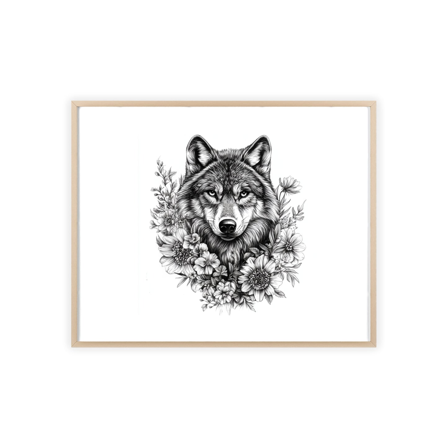 Wolf mit Wildblumen