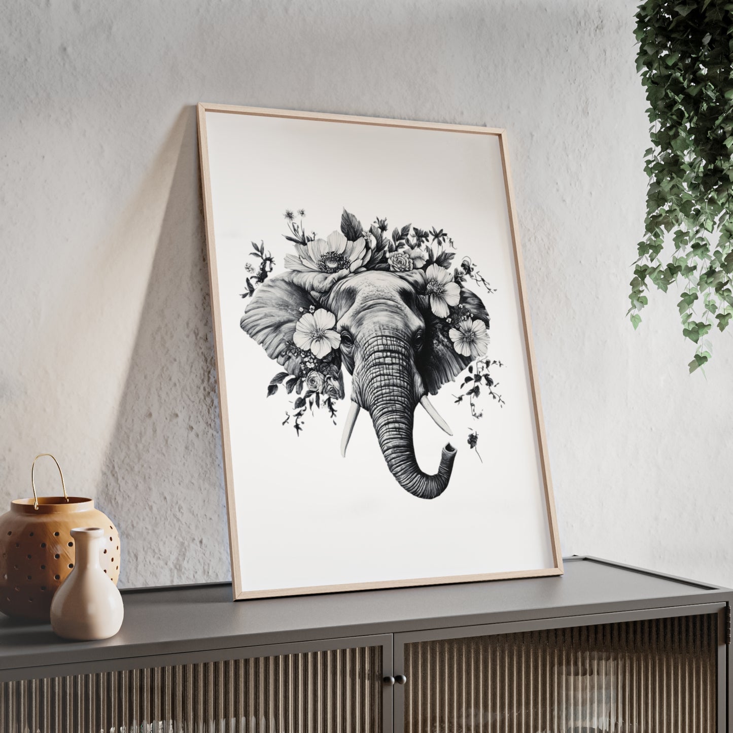 Elephant mit Wildblüten