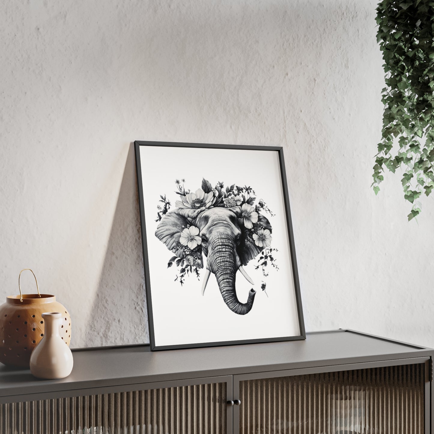 Elephant mit Wildblüten