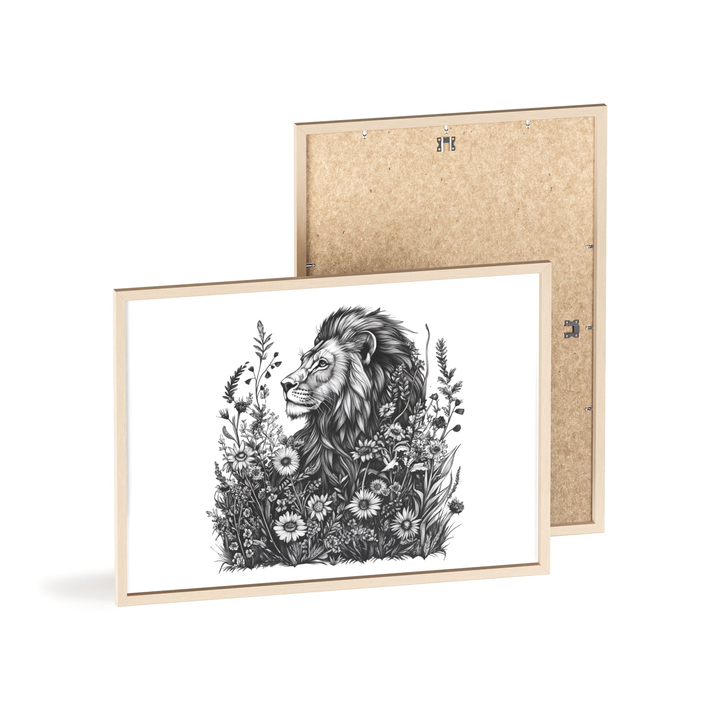 Löwe mit Wildblüten