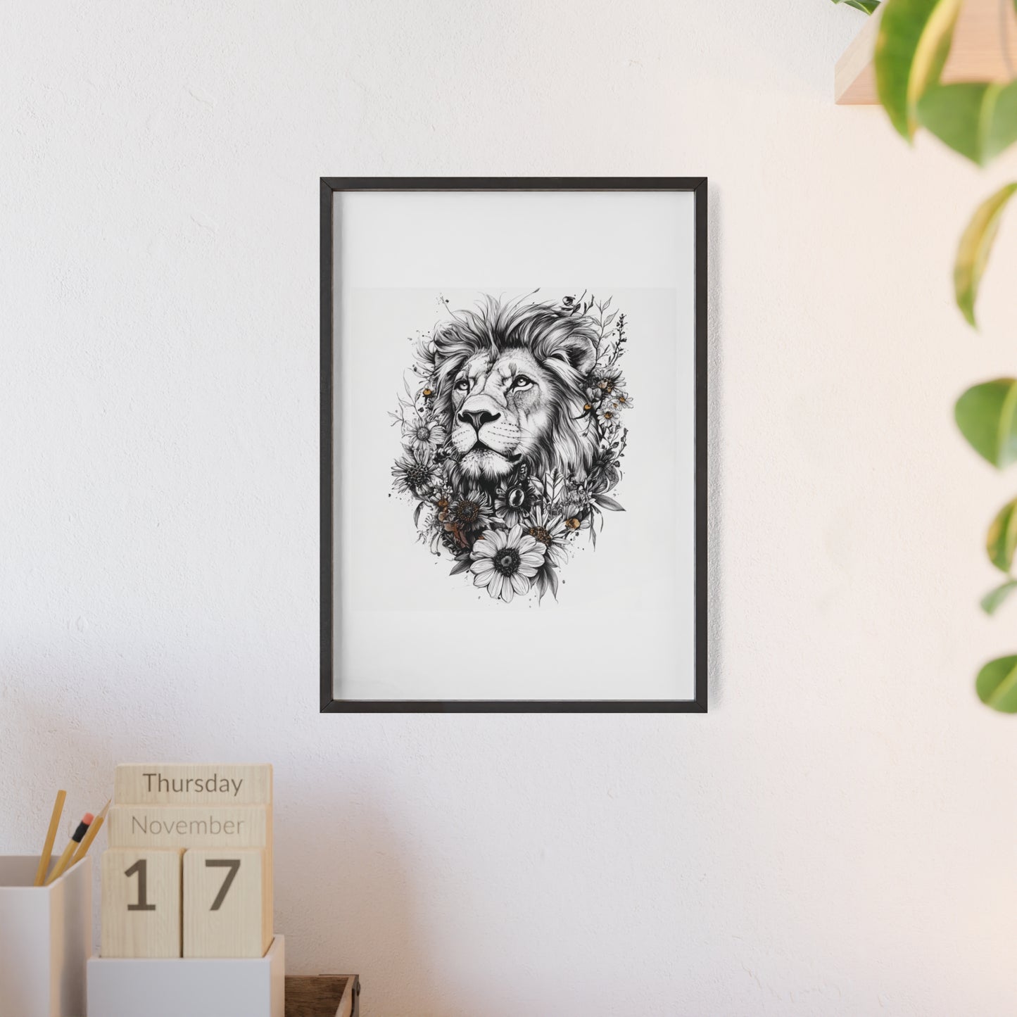 Löwe im floralen Stil