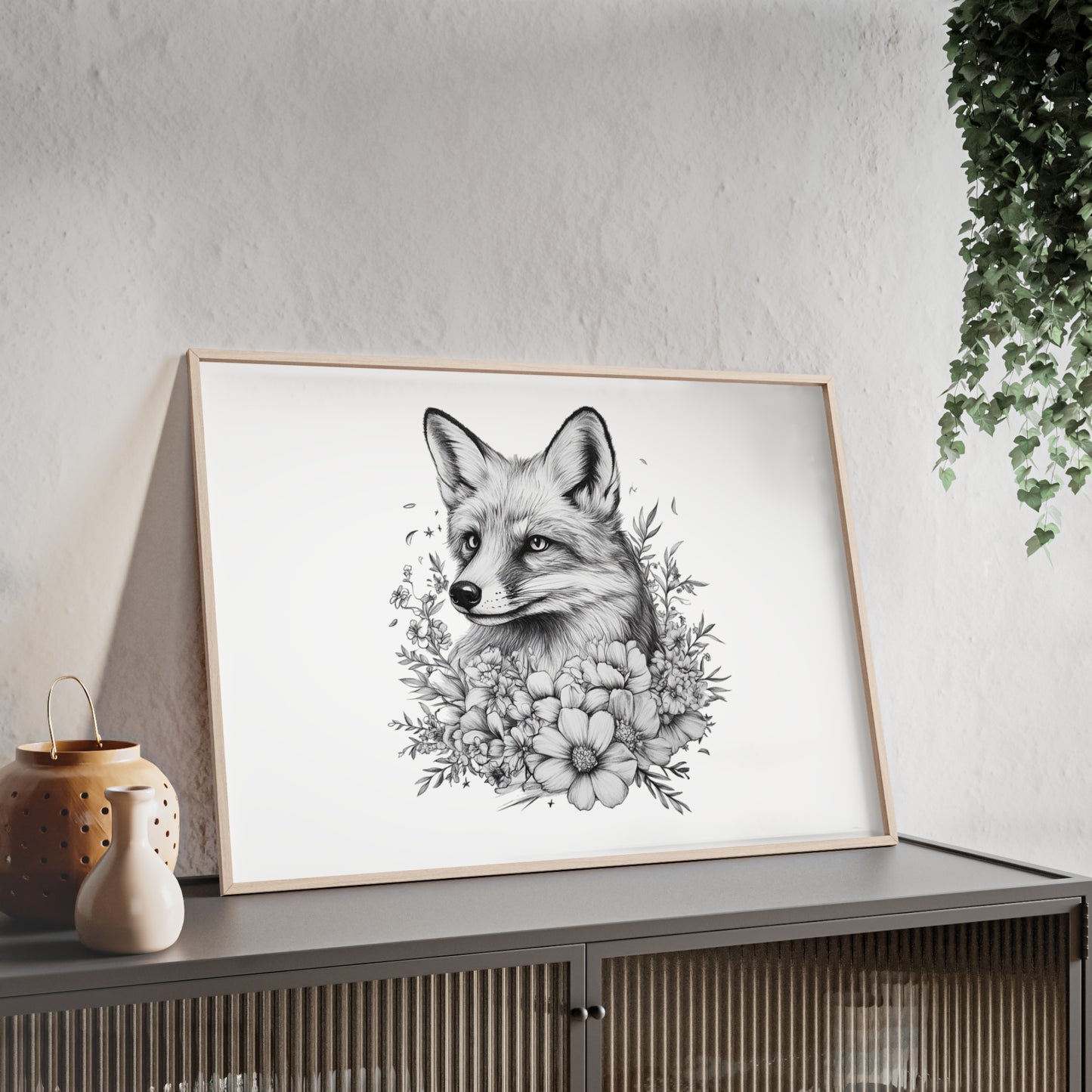 Fuchs mit Wildblütendesign