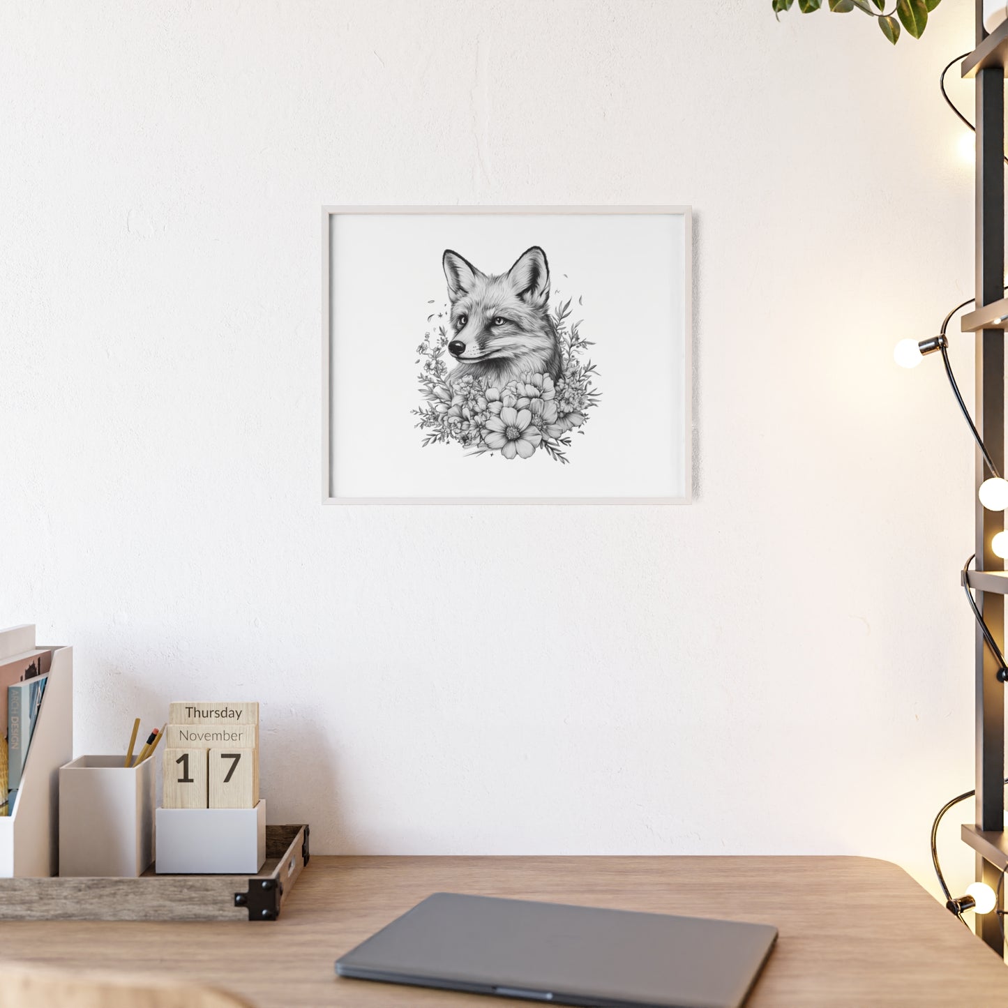 Fuchs mit Wildblütendesign