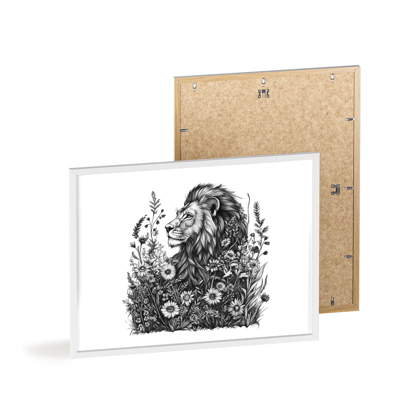 Löwe mit Wildblüten