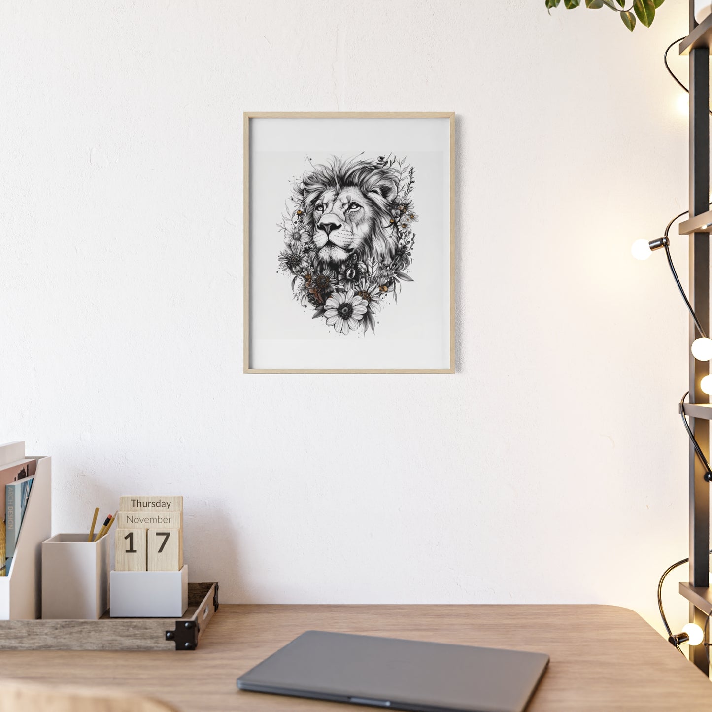 Löwe im floralen Stil