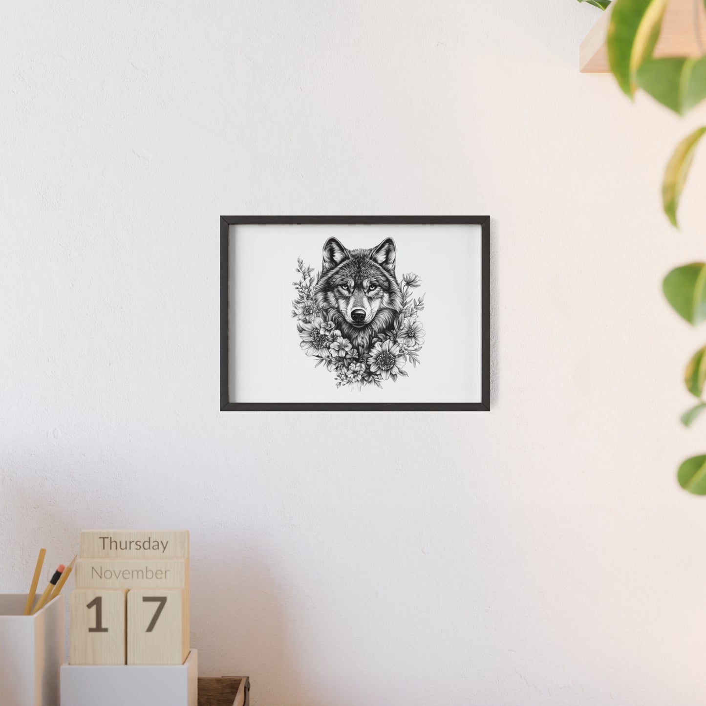 Wolf mit Wildblumen