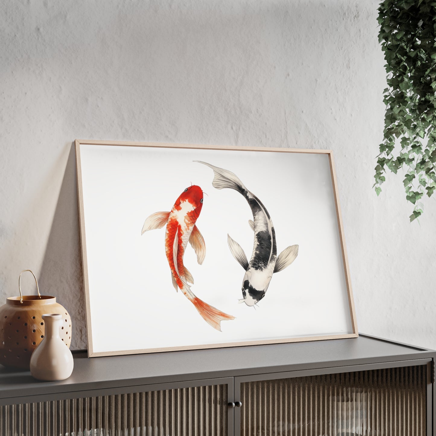 Kreisende Koi in Schwarz und Rot