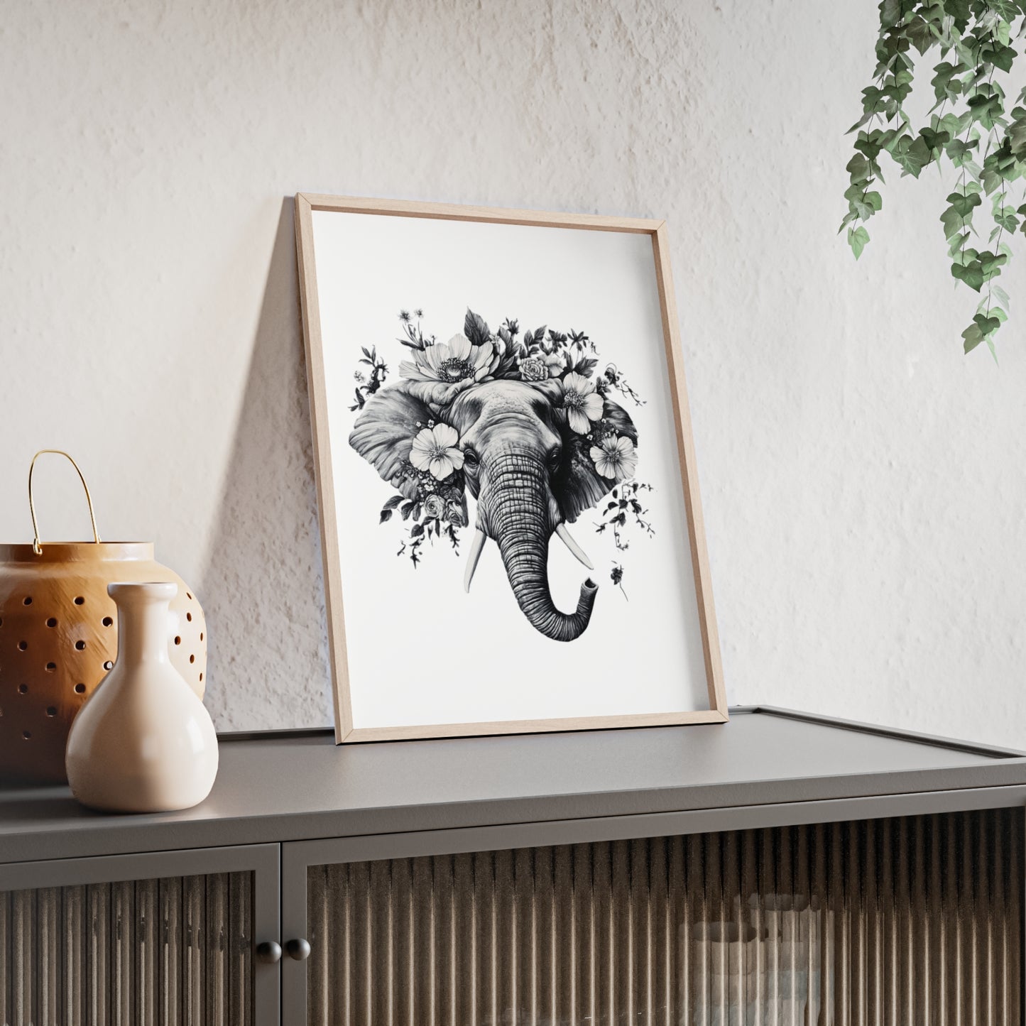 Elephant mit Wildblüten