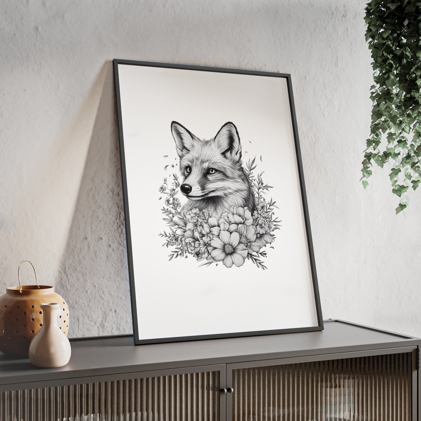 Fuchs mit Wildblütendesign