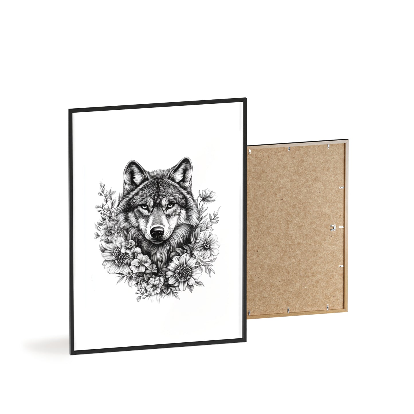 Wolf mit Wildblumen